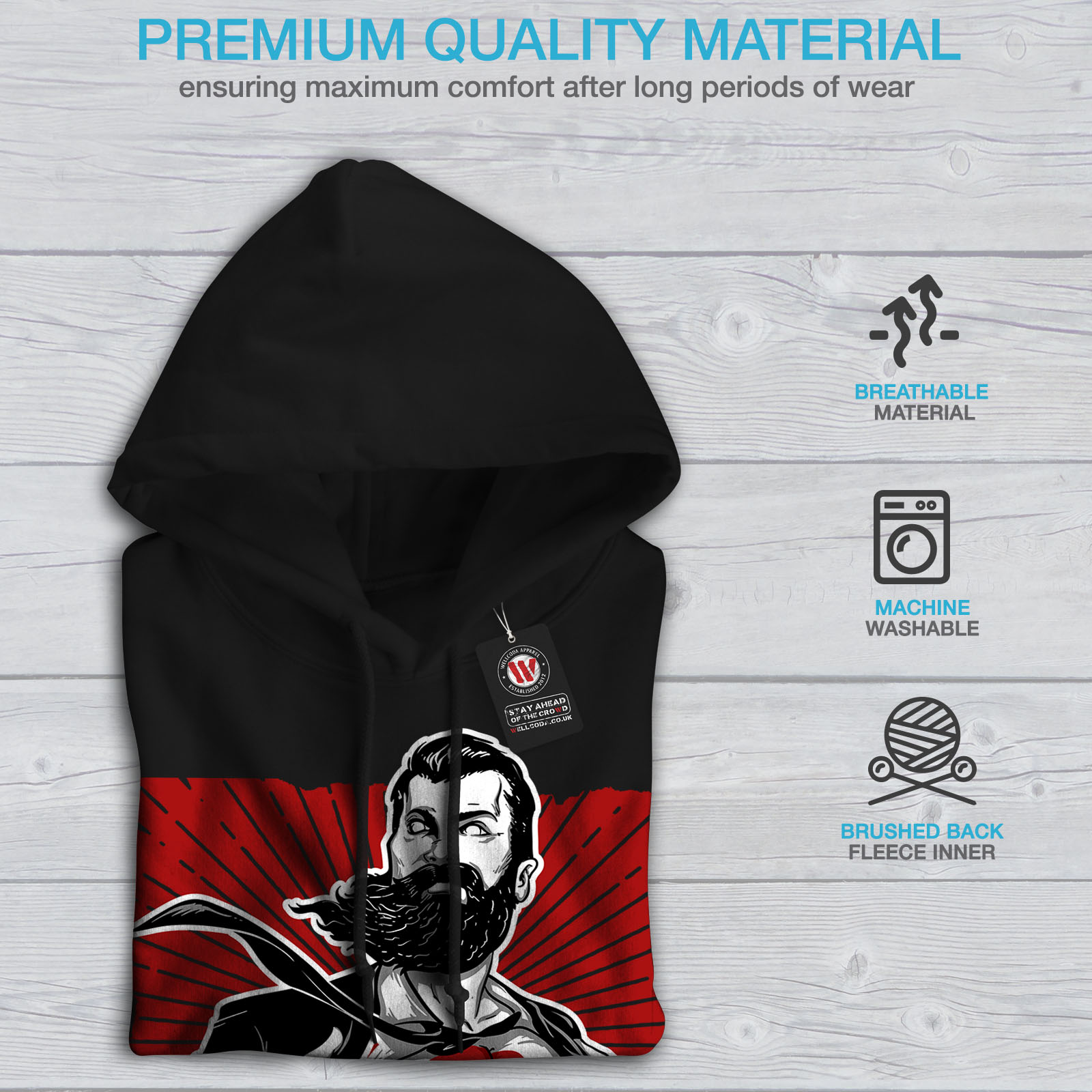 Have Casual Hooded Sweatshirt Wellcoda The Beard Is Here Mens Hoodie