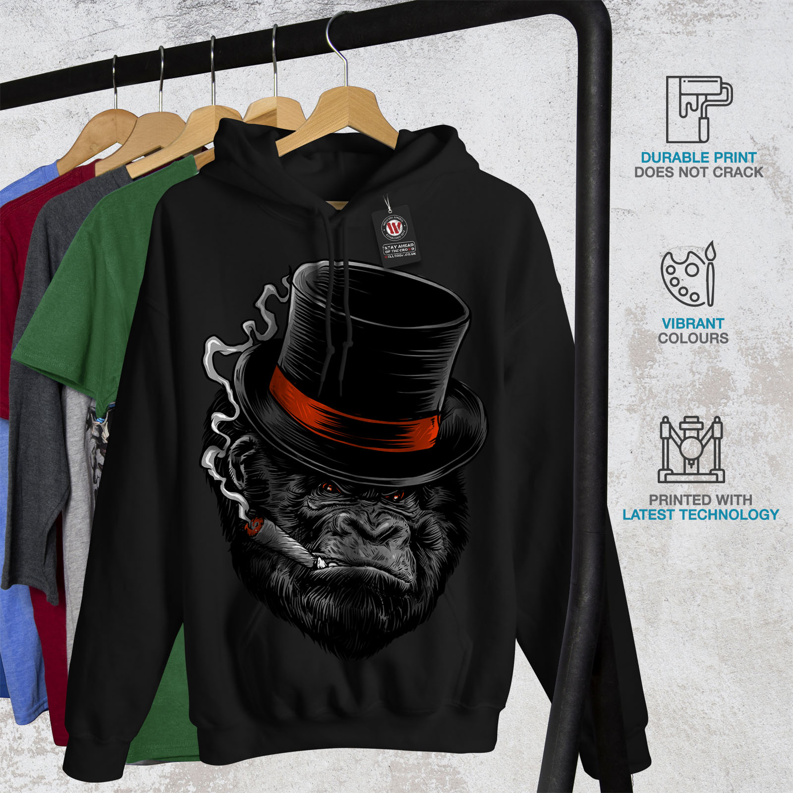Ape Casual Hooded Sweatshirt Details about  / Wellcoda Monkey Mafia Smoke Mens Hoodie