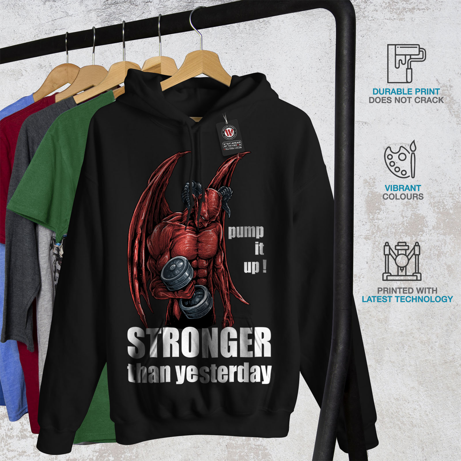 Wellcoda Gym Devil Satan Horror Mens Hoodie Casual Hooded Sweatshirt