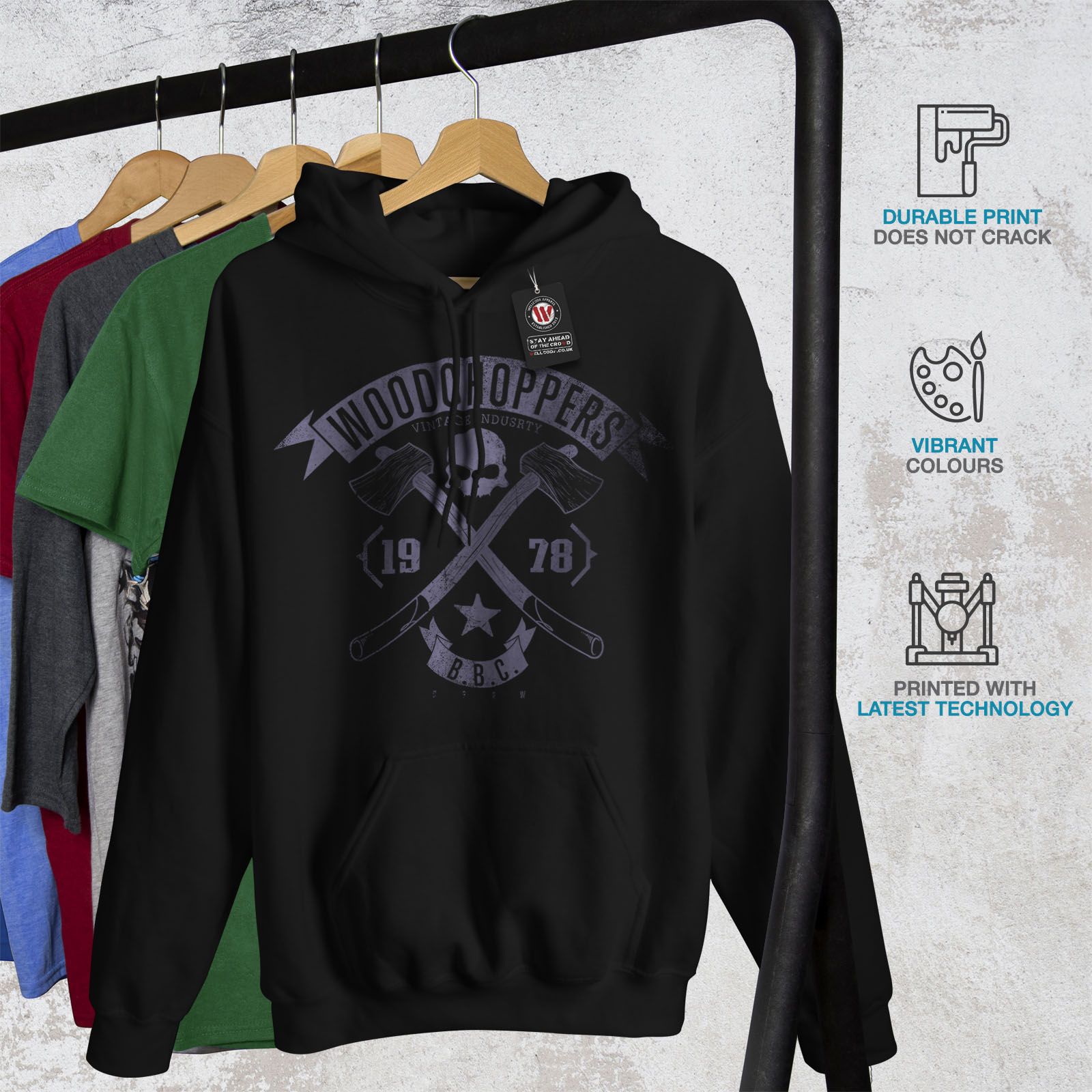 Vintage Casual Felpa Con Cappuccio Wellcoda Nuovo Uomo Felpa con cappuccio