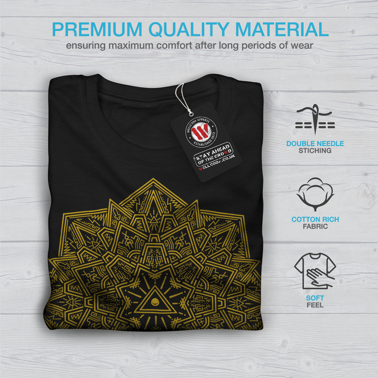Yoga JANTRA design grafico stampato T-shirt Wellcoda Mandala Arte Da Uomo T-shirt
