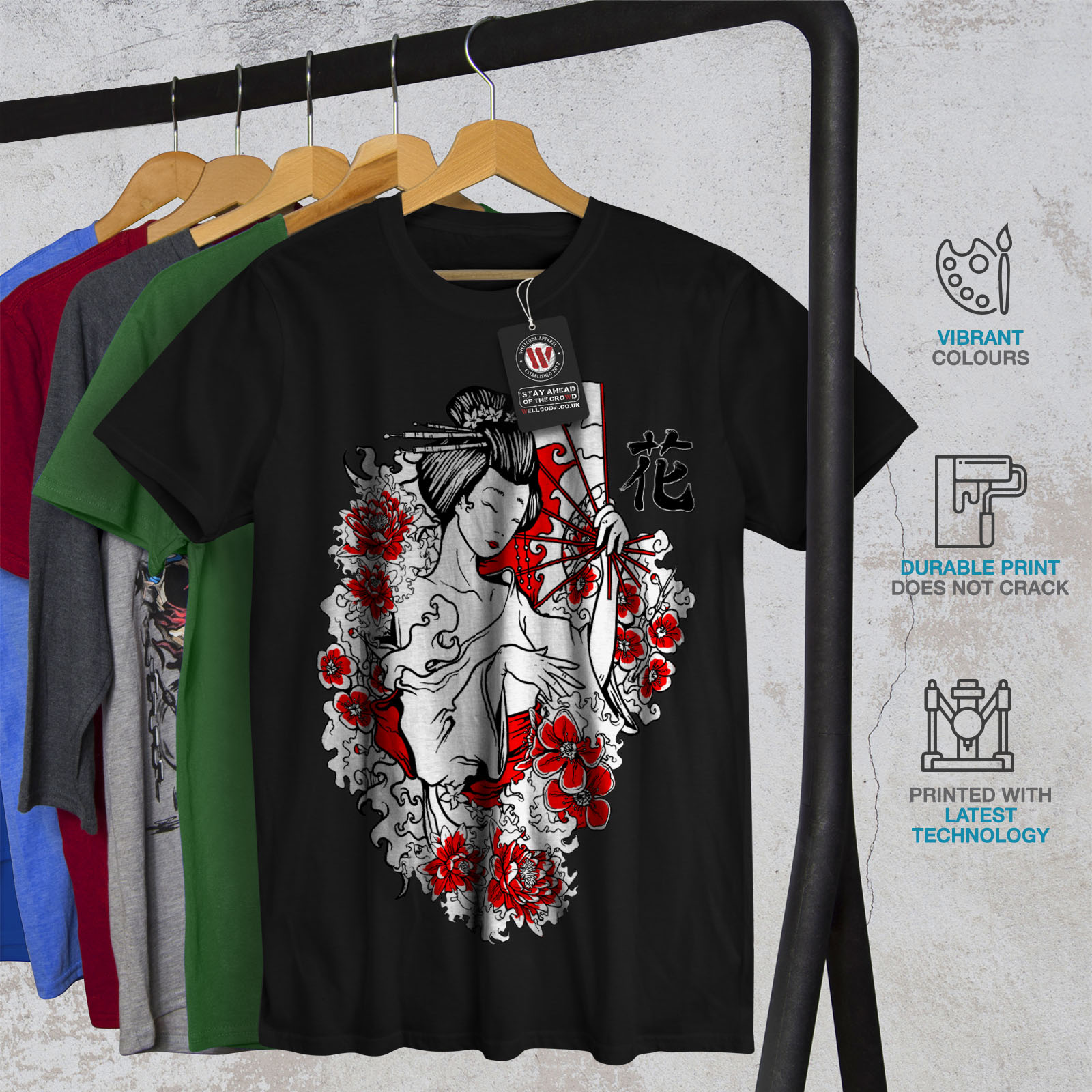 Wellcoda Girl Flower Power Mens T-shirt Japan Graphic Design Printed Tee