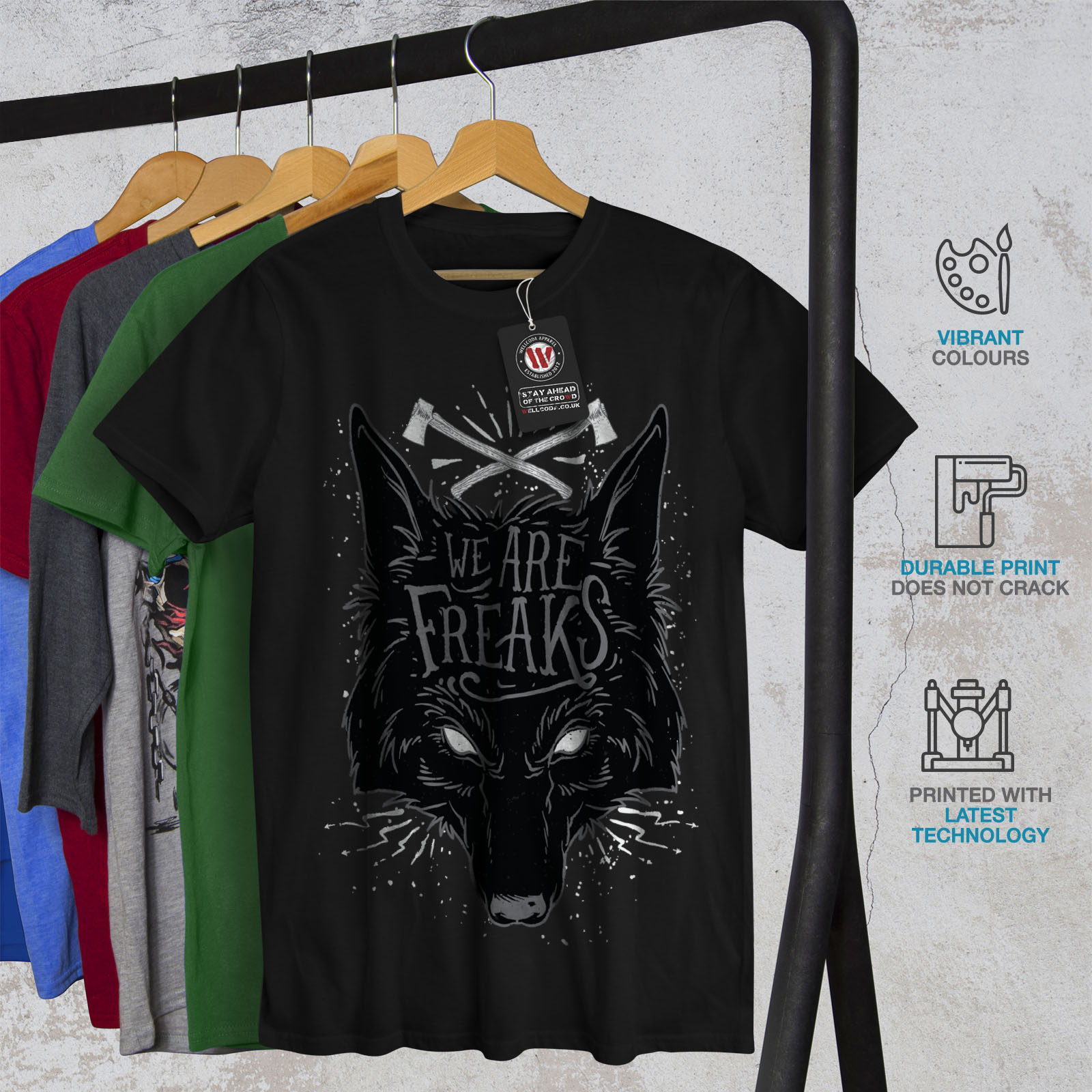 Head Graphic Design Printed Tee Wellcoda Wolf Freak Mens T-shirt