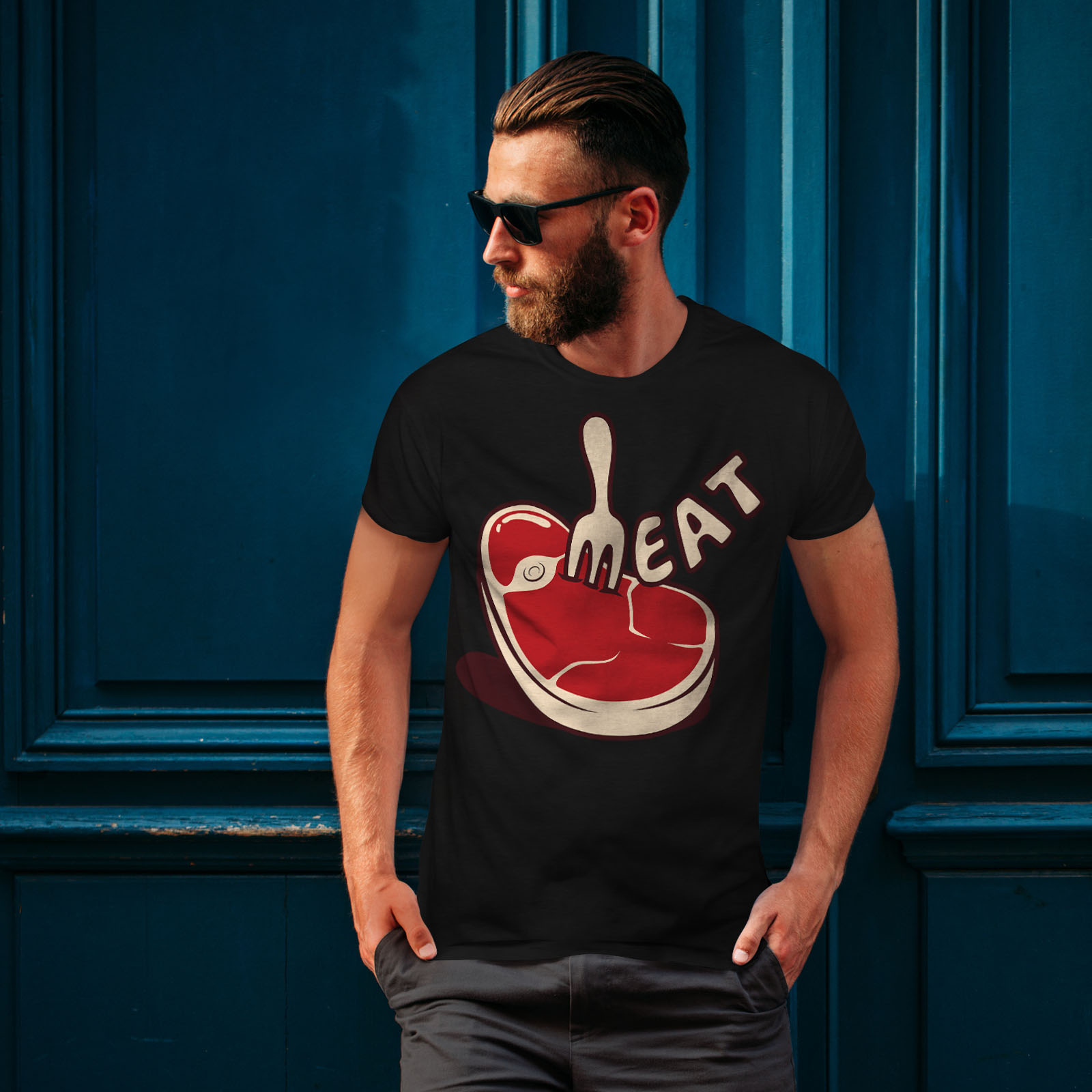Wellcoda Meat Steak Mens T-shirt Meal Graphic Design Printed Tee