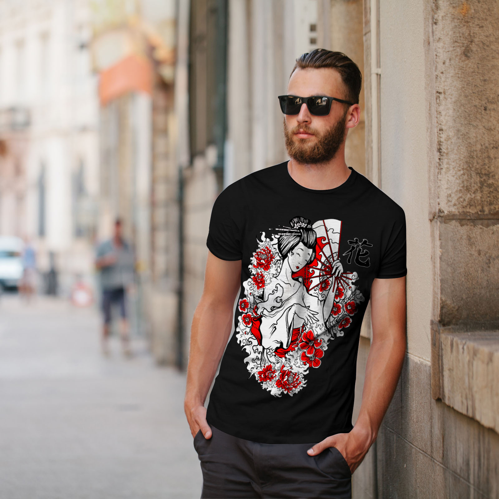 Wellcoda Girl Flower Power Mens T-shirt Japan Graphic Design Printed Tee