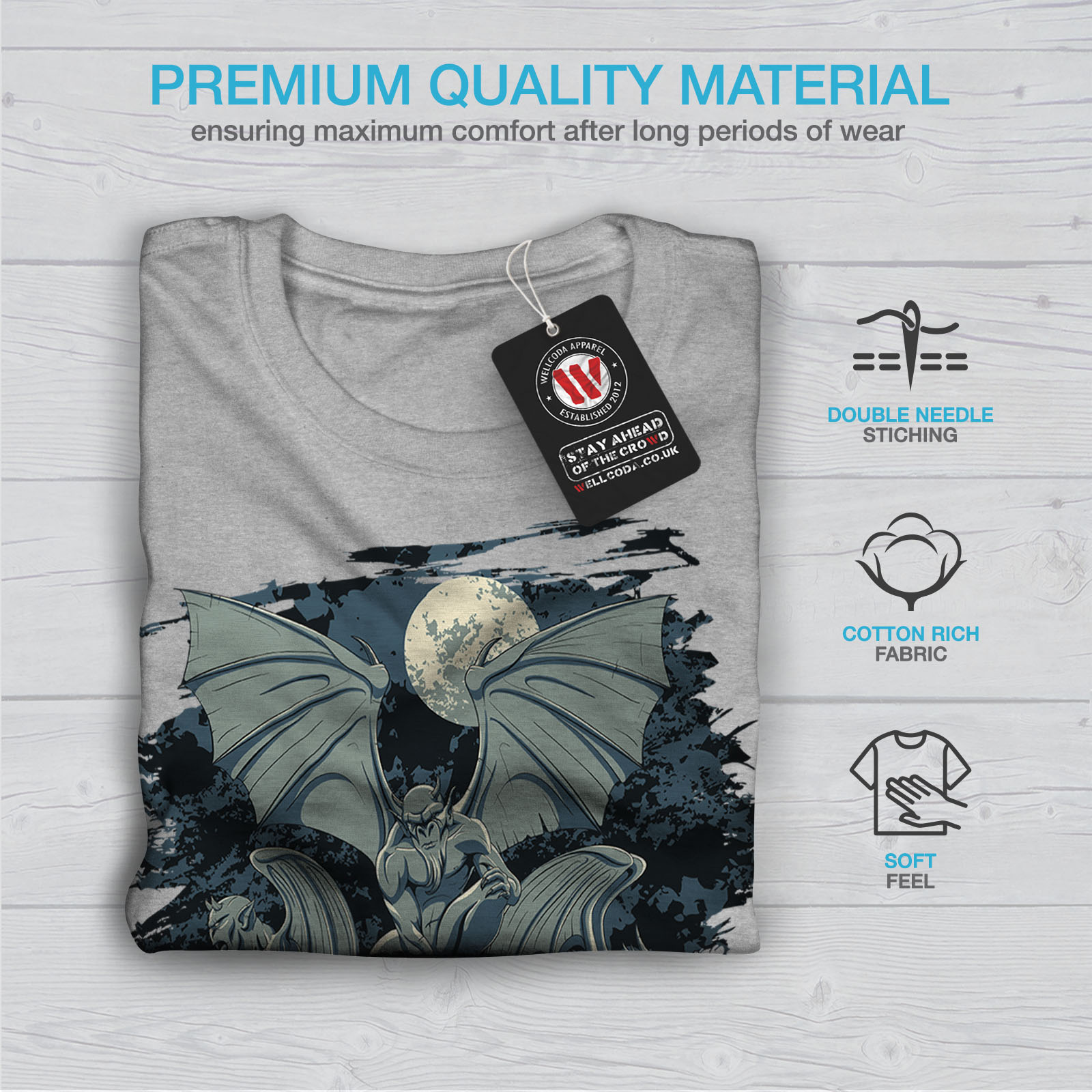 Gargoyle Graphic Design Printed Tee Wellcoda Midnight Demon Mens T-shirt