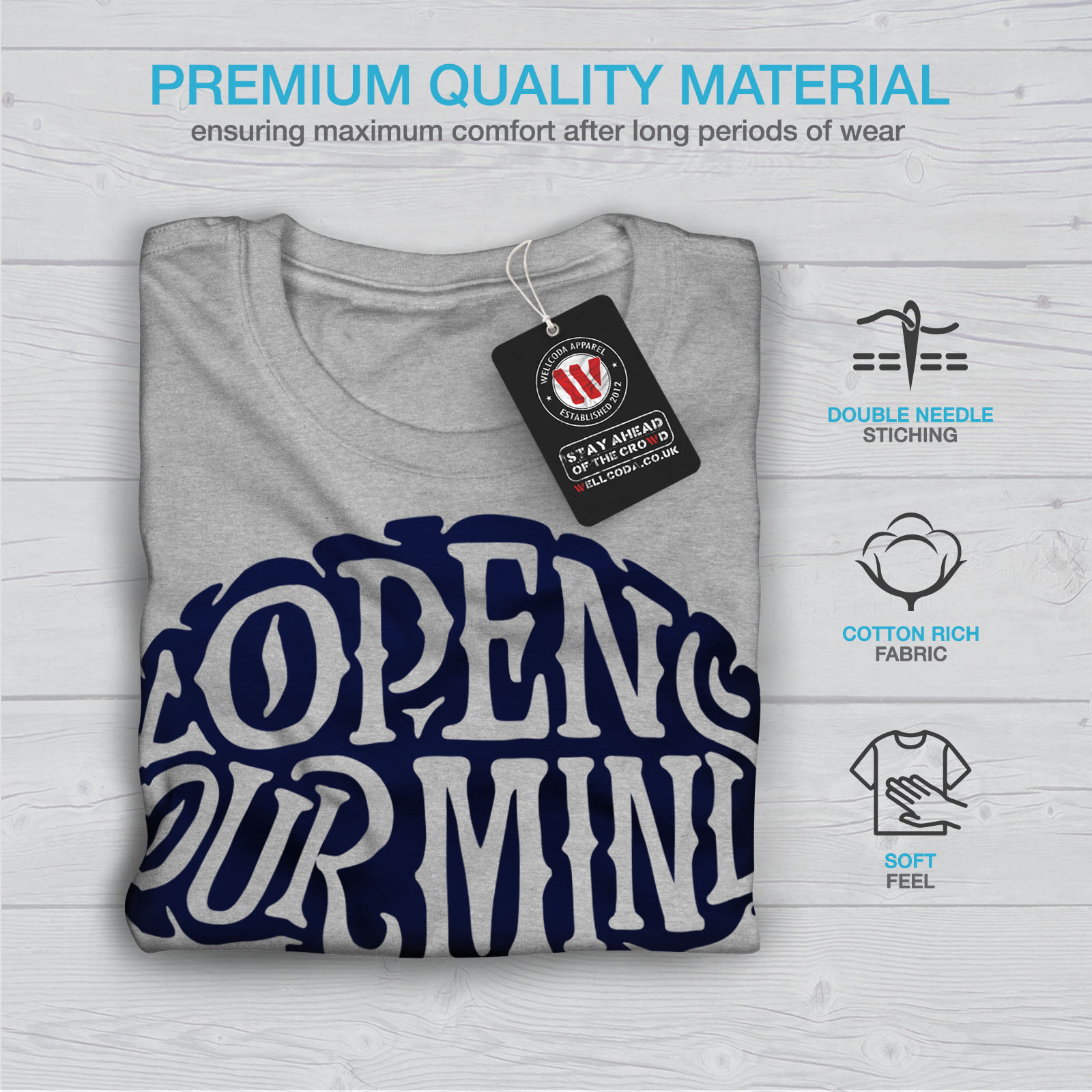 Graphic Design Printed Tee Wellcoda Open Your Mind Mens T-shirt