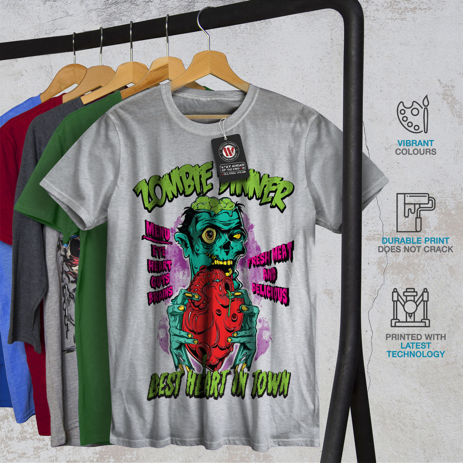 Wellcoda Cena Cuore cervello Da Uomo T-shirt fresco design grafico stampato T-shirt