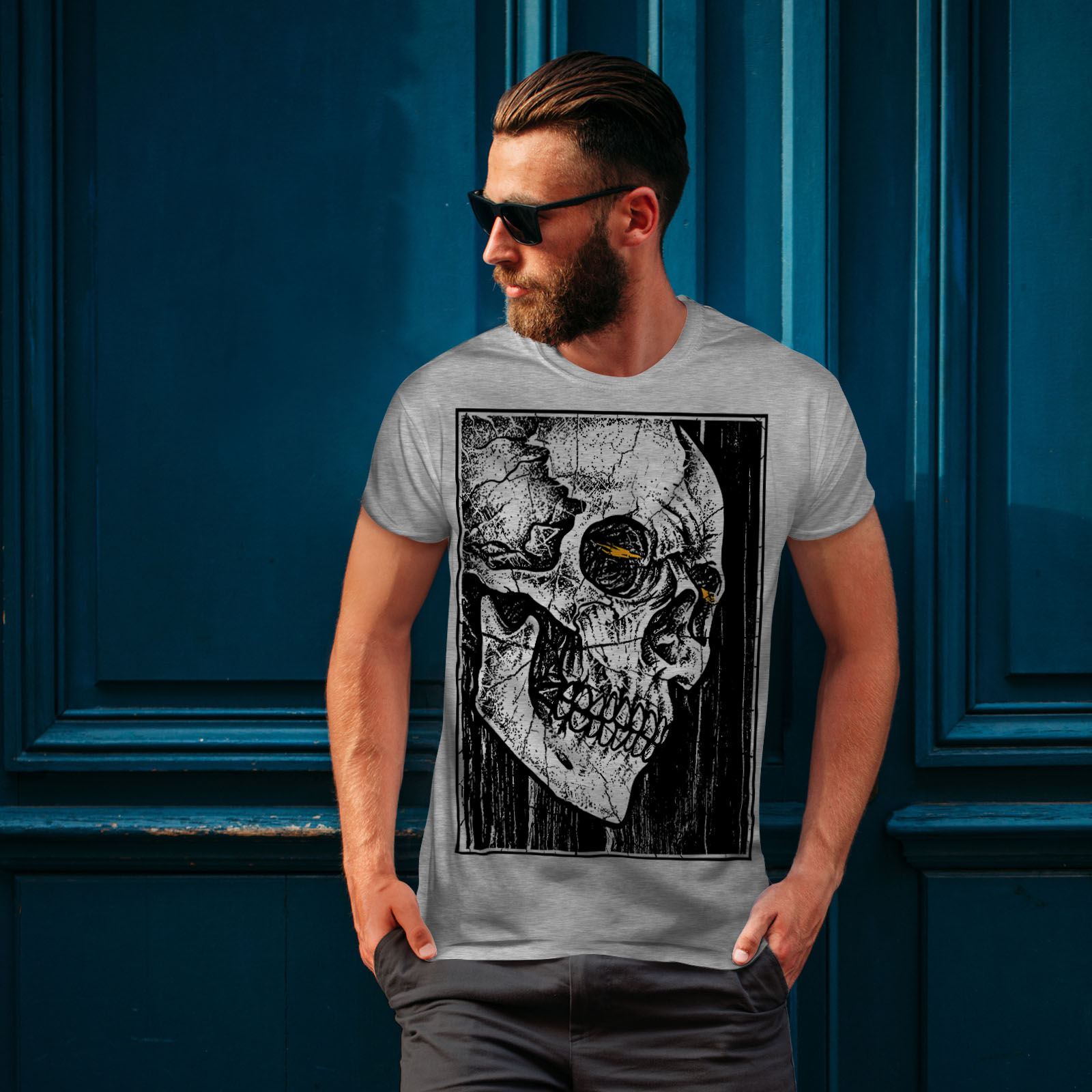 Wellcoda Death Look Cool Skull Mens T-shirt Graphic Design Printed Tee