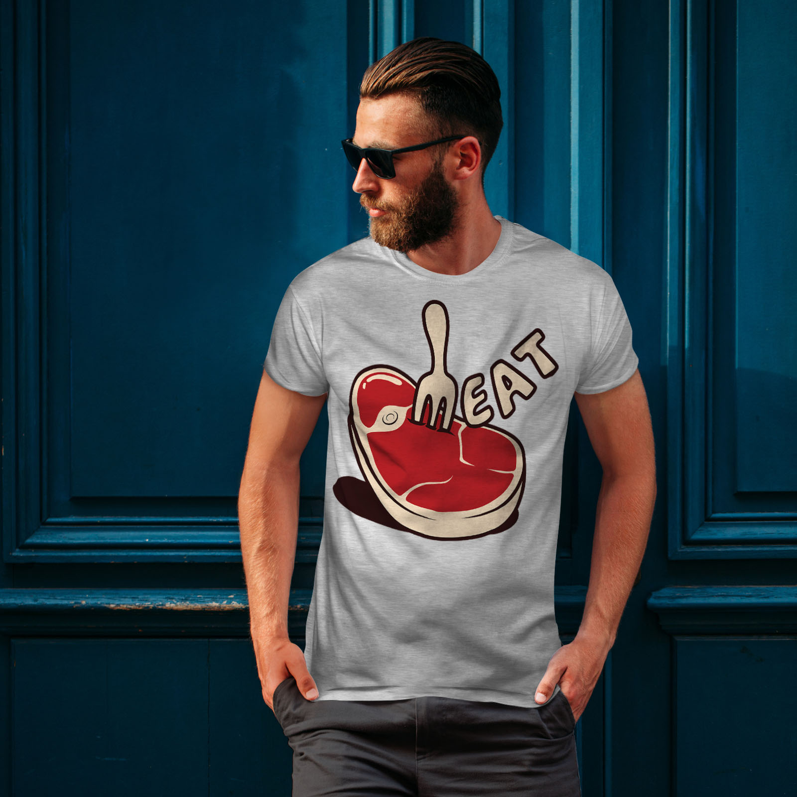 Wellcoda Meat Steak Mens T-shirt Meal Graphic Design Printed Tee