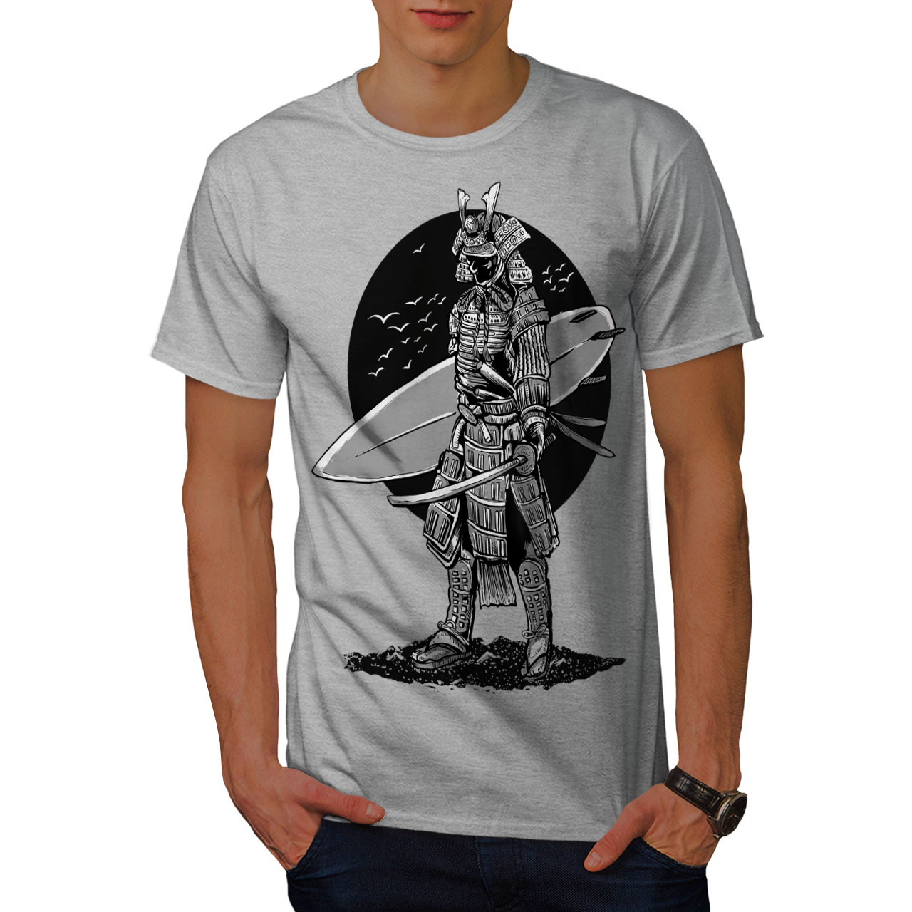 Wellcoda Warrior Surf Cool Fashion Mens T-shirt Graphic Design Printed Tee