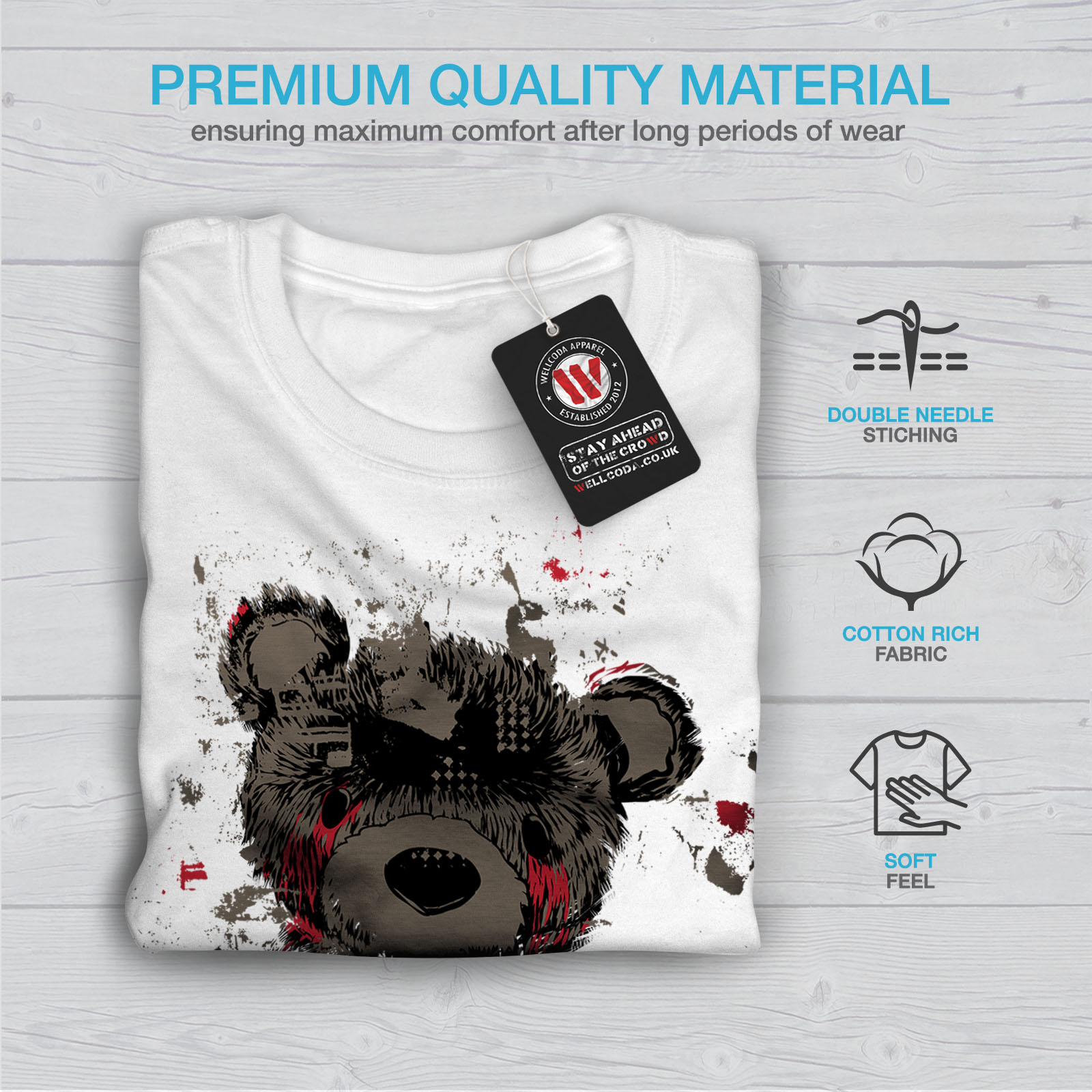 Wellcoda Orsacchiotto AMORE FA MALE Da Uomo T-shirt sangue design grafico stampato T-shirt