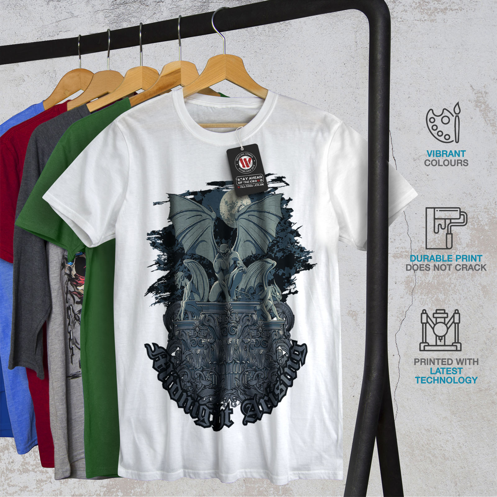 Gargoyle Graphic Design Printed Tee Wellcoda Midnight Demon Mens T-shirt