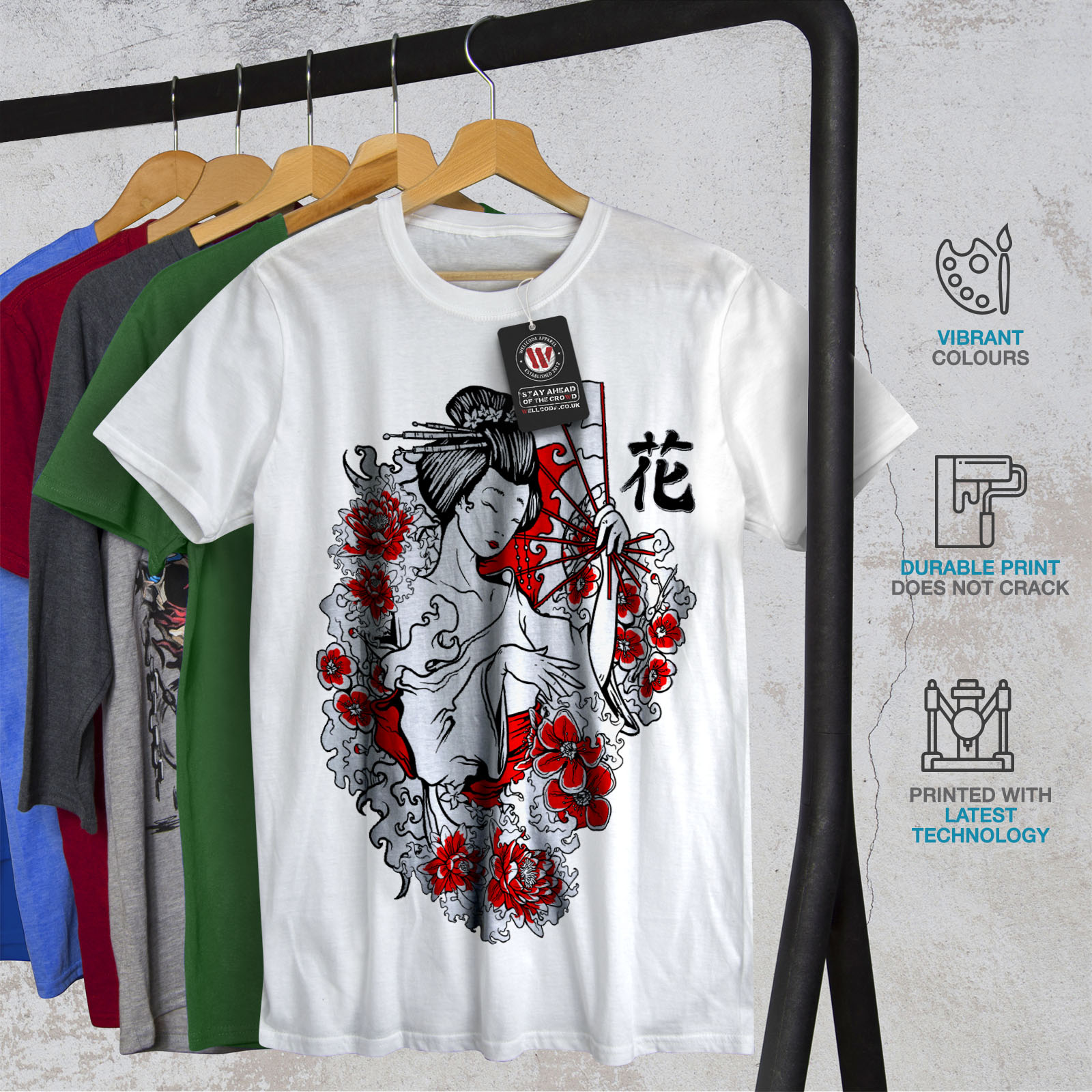 Wellcoda Girl Flower Power Mens T-shirt Japan Graphic Design Printed Tee