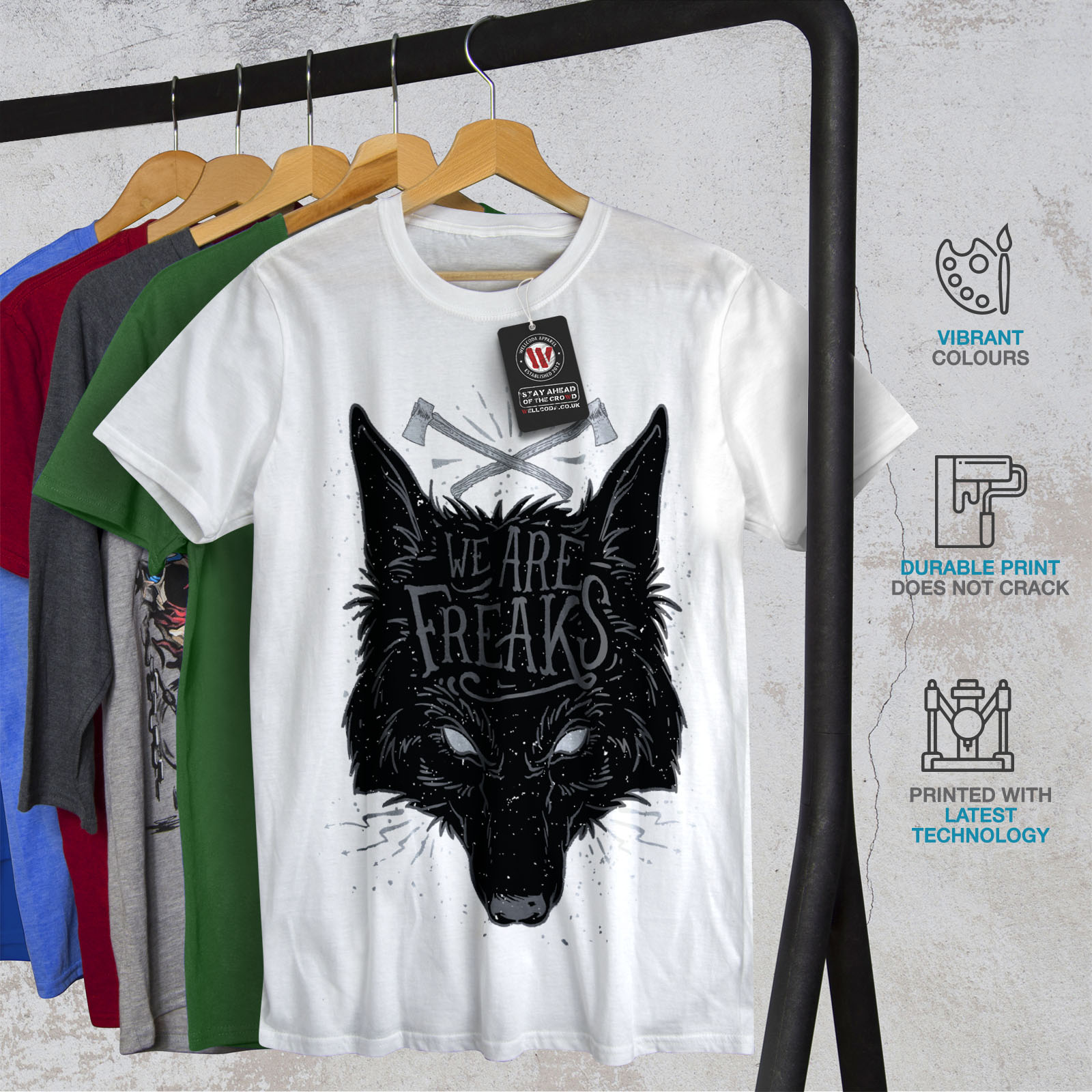 Head Graphic Design Printed Tee Wellcoda Wolf Freak Mens T-shirt