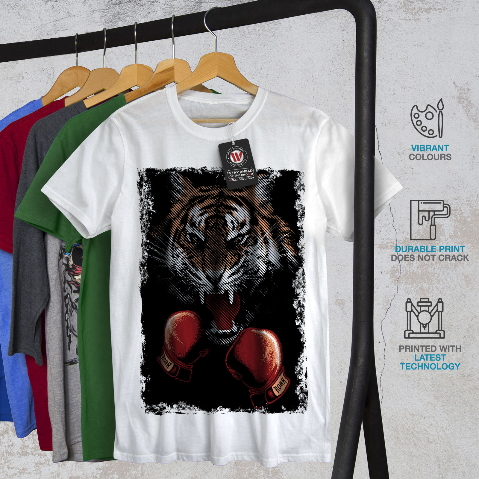 Wellcoda Tiger Boxer Gloves Mens T-shirt Combat Graphic Design Printed Tee