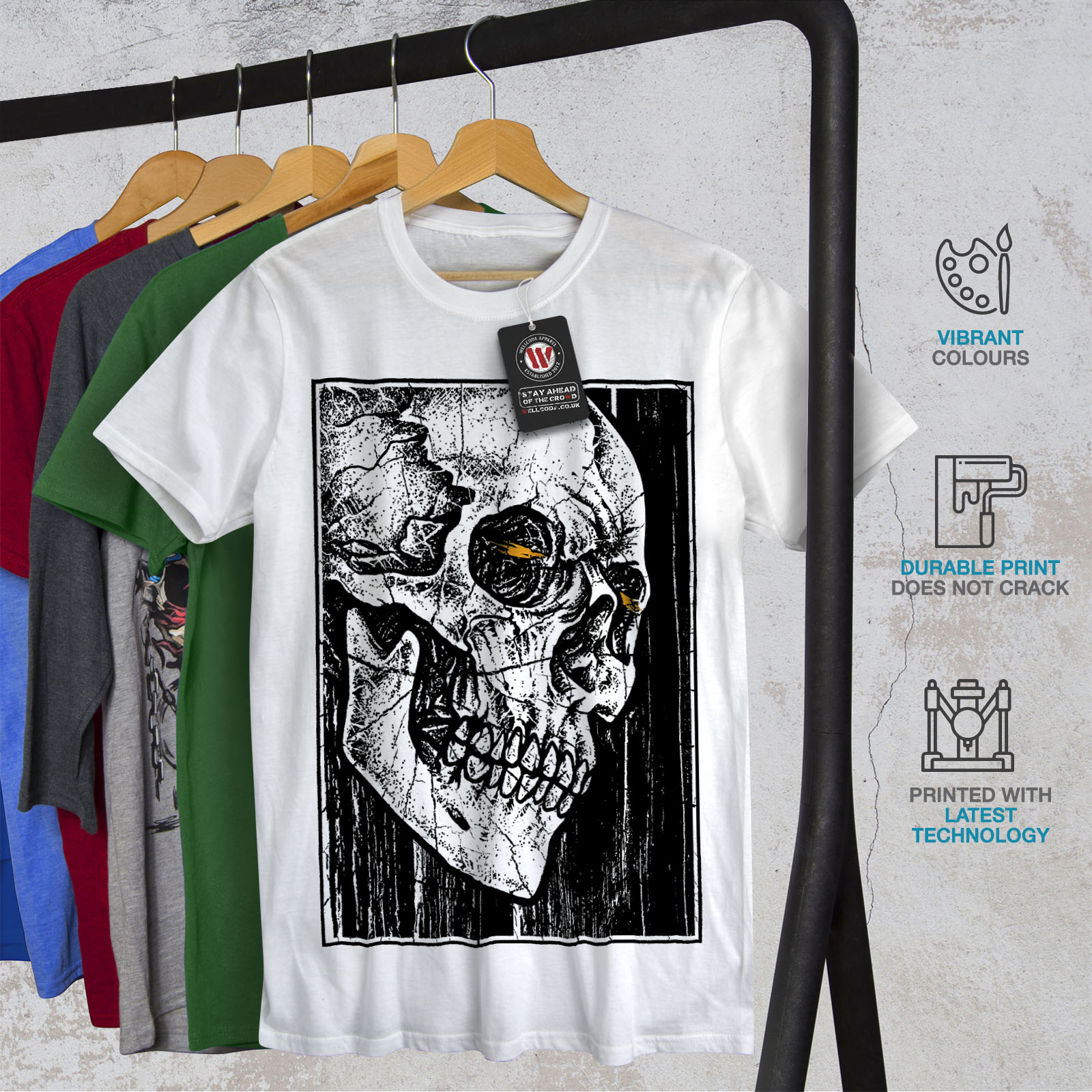 Wellcoda Death Look Cool Skull Mens T-shirt Graphic Design Printed Tee