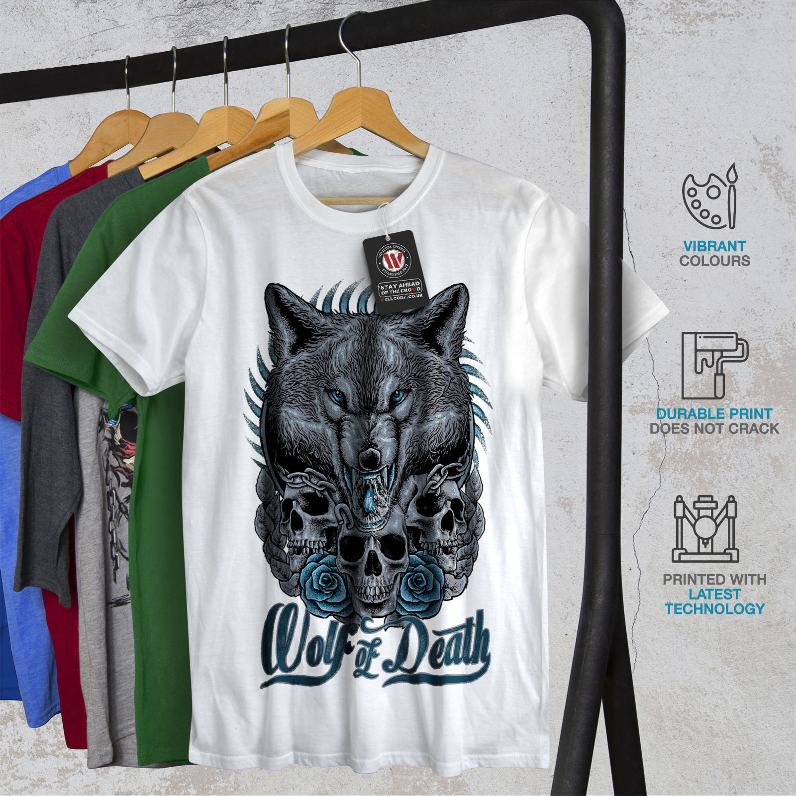Wellcoda Wolf Of Death Art Animal Mens T-shirt Graphic Design Printed Tee