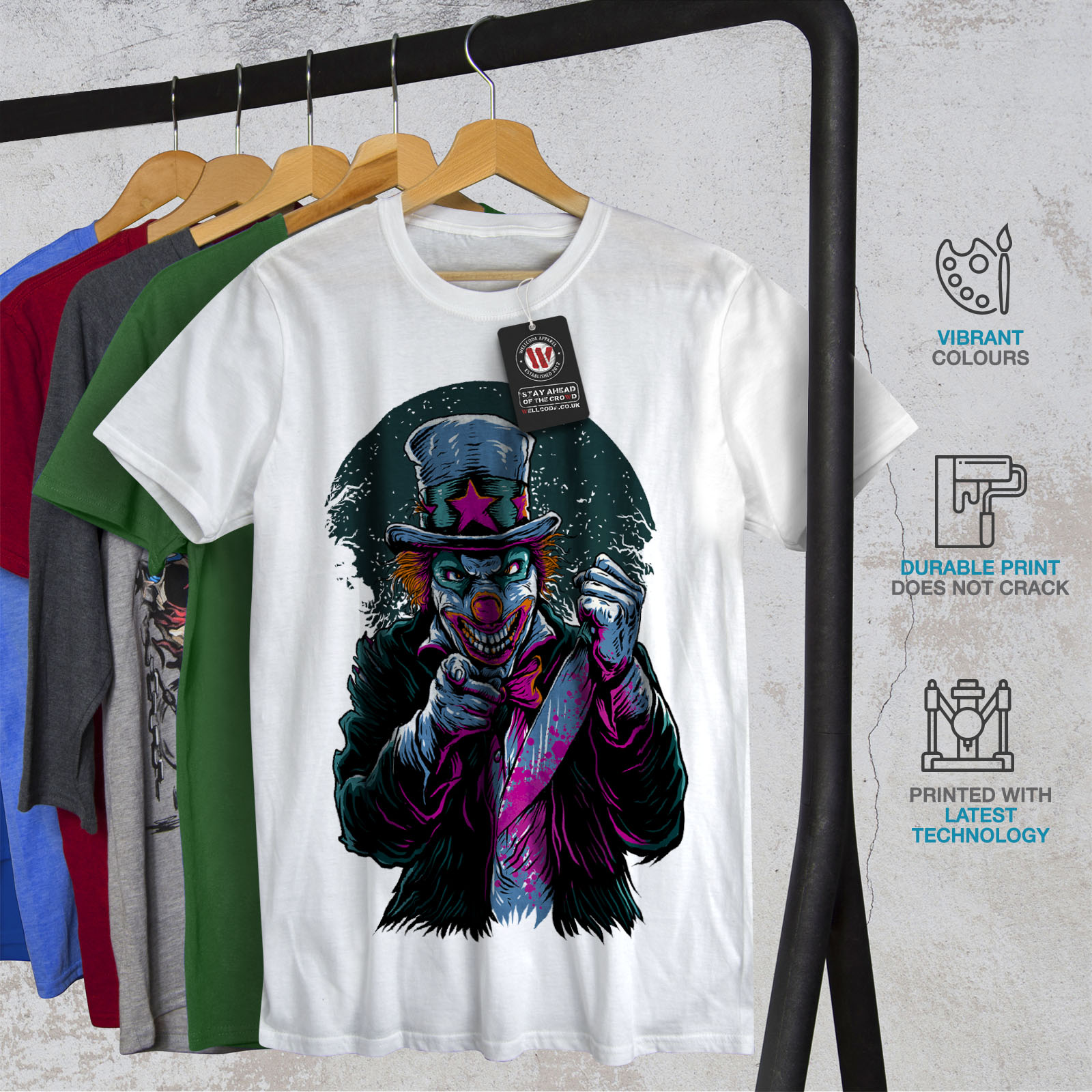 Graphic Design Printed Tee Wellcoda Clow Evil Scary Horror Mens T-shirt