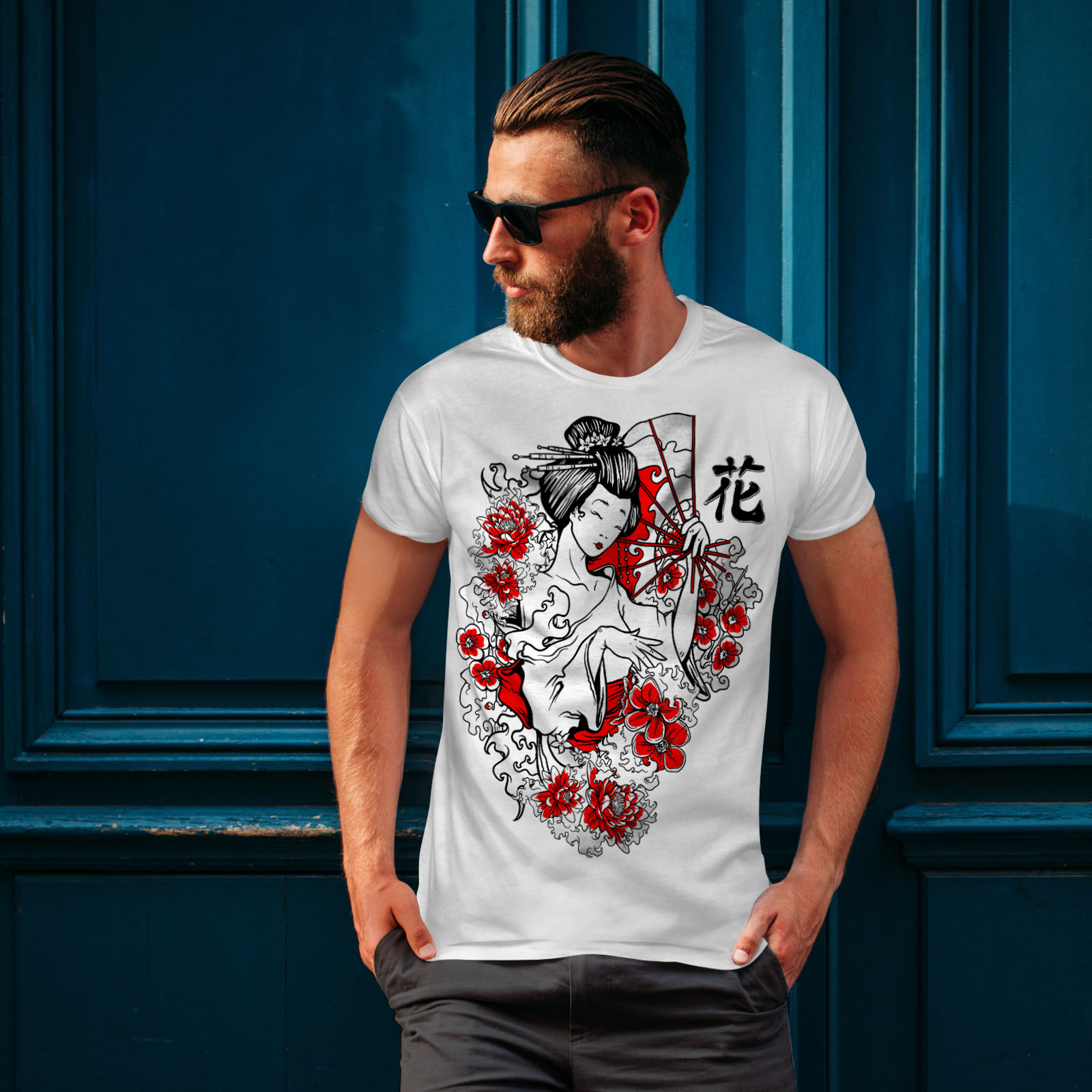 Wellcoda Girl Flower Power Mens T-shirt Japan Graphic Design Printed Tee