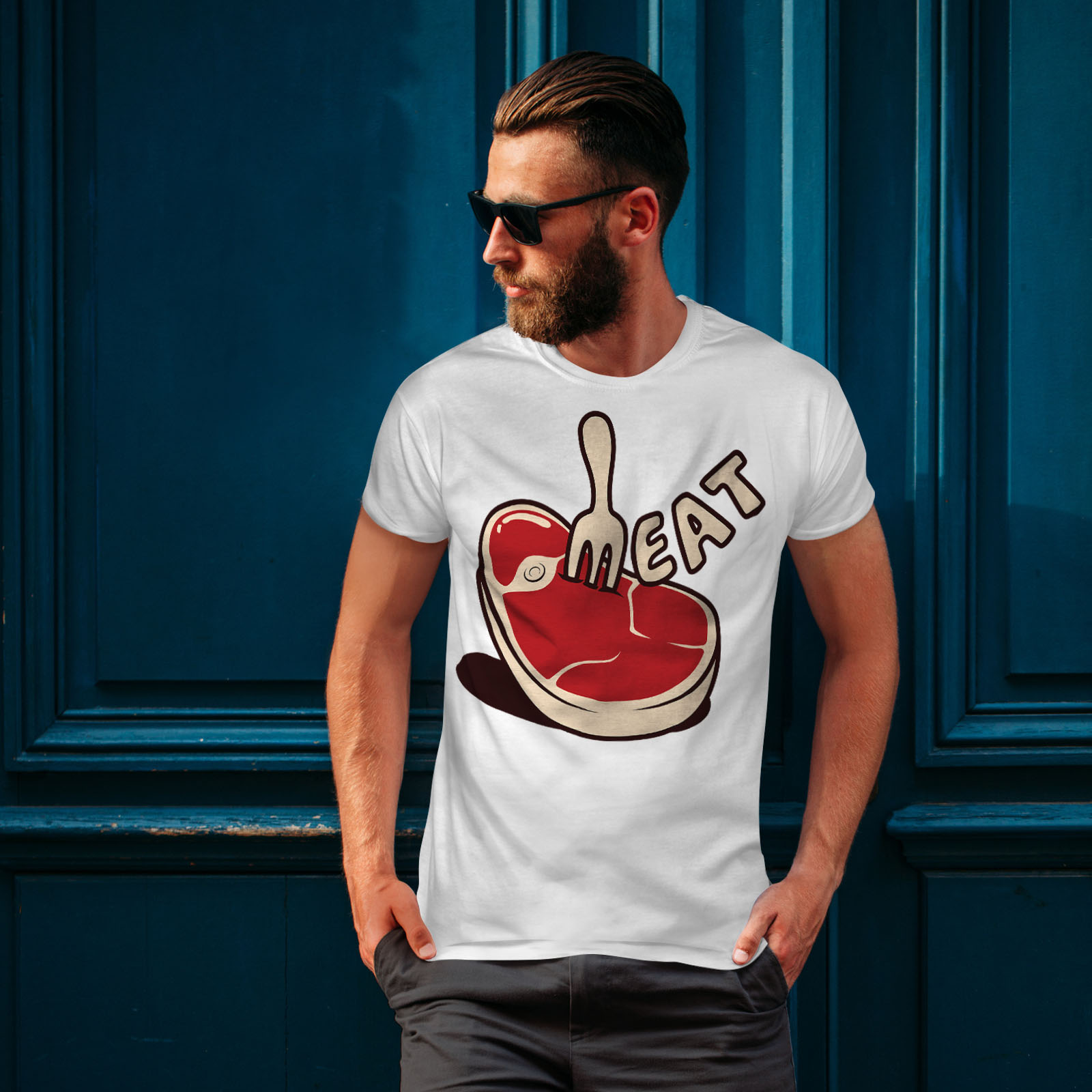 Wellcoda Meat Steak Mens T-shirt Meal Graphic Design Printed Tee