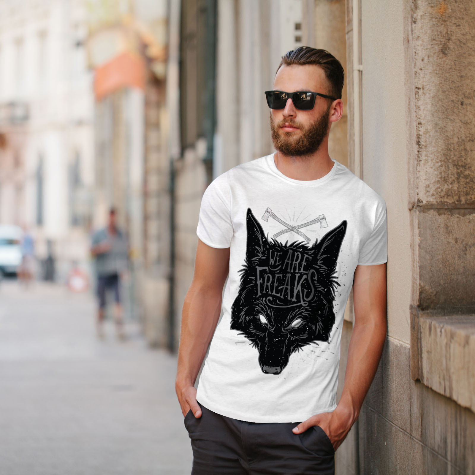Head Graphic Design Printed Tee Wellcoda Wolf Freak Mens T-shirt