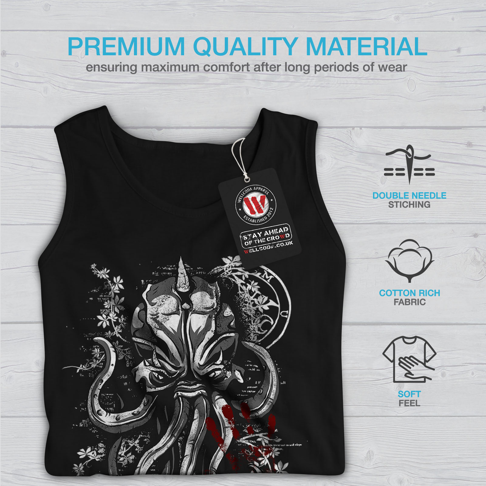 Wellcoda Evil Octopus Mask Mens Tank Top Sea Active Sports Shirt