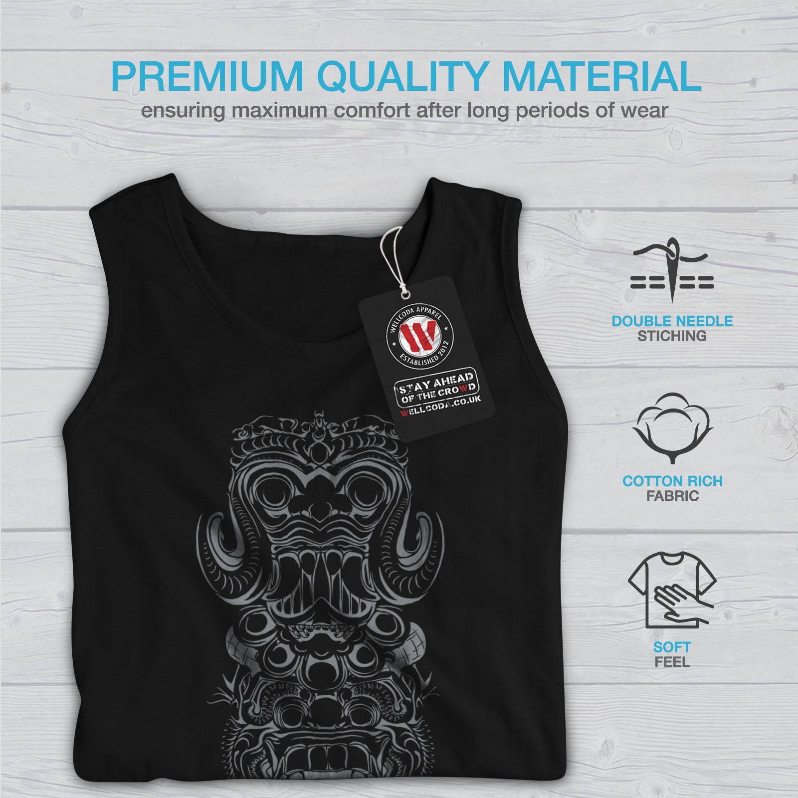 Wellcoda Spiritual Totem Fashion Mens Tank Top Bali Active Sports Shirt