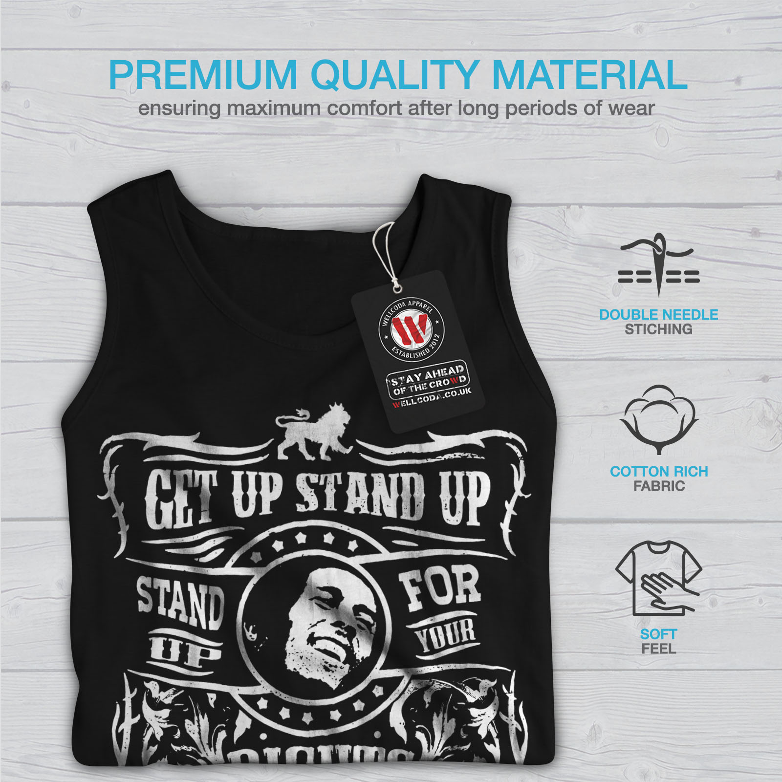 Stand Fight Active Sports Shirt Wellcoda Bob Marley Quote Mens Tank Top