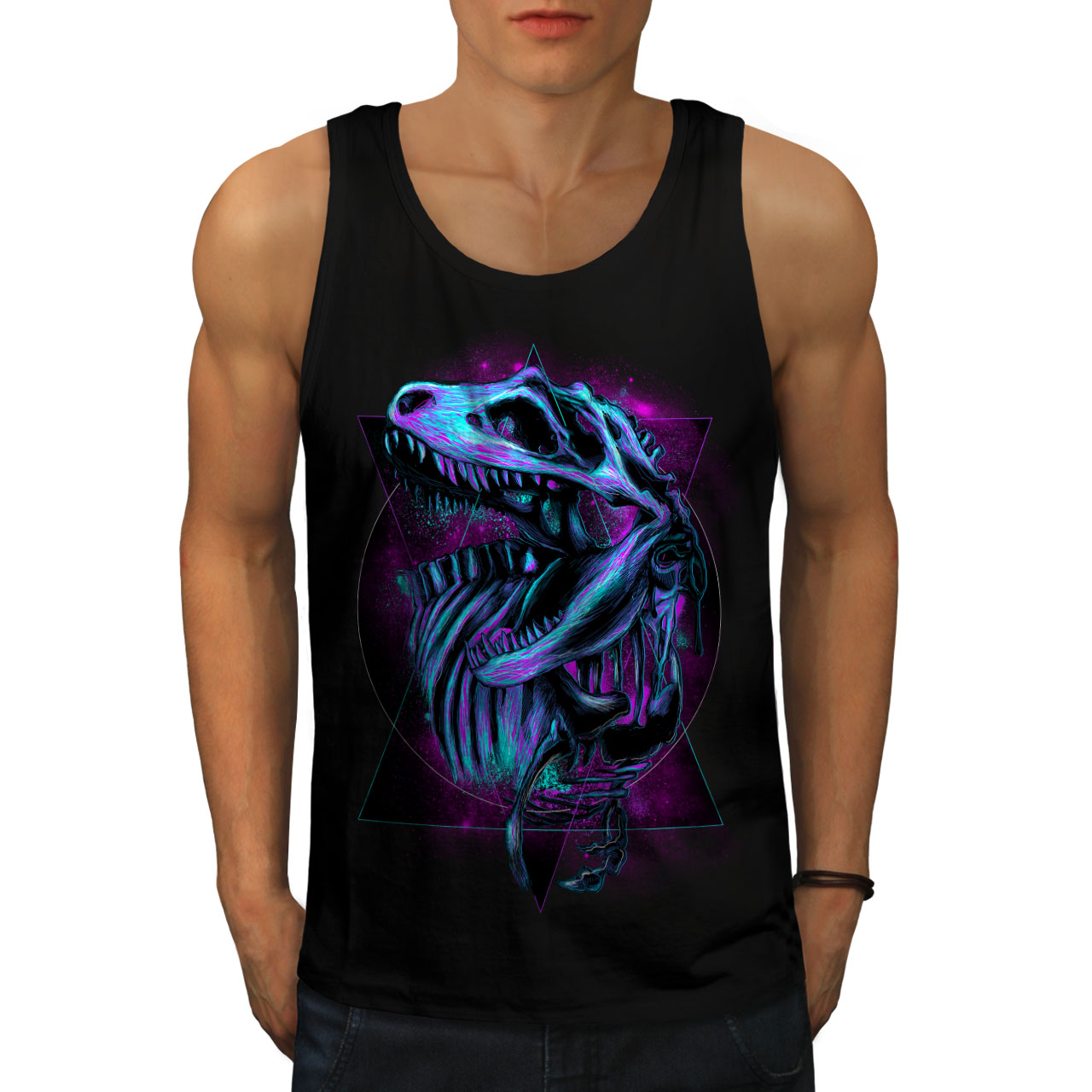 Wellcoda TRex Raptor Dinosaur Mens Tank Top Classic Active Sports Shirt