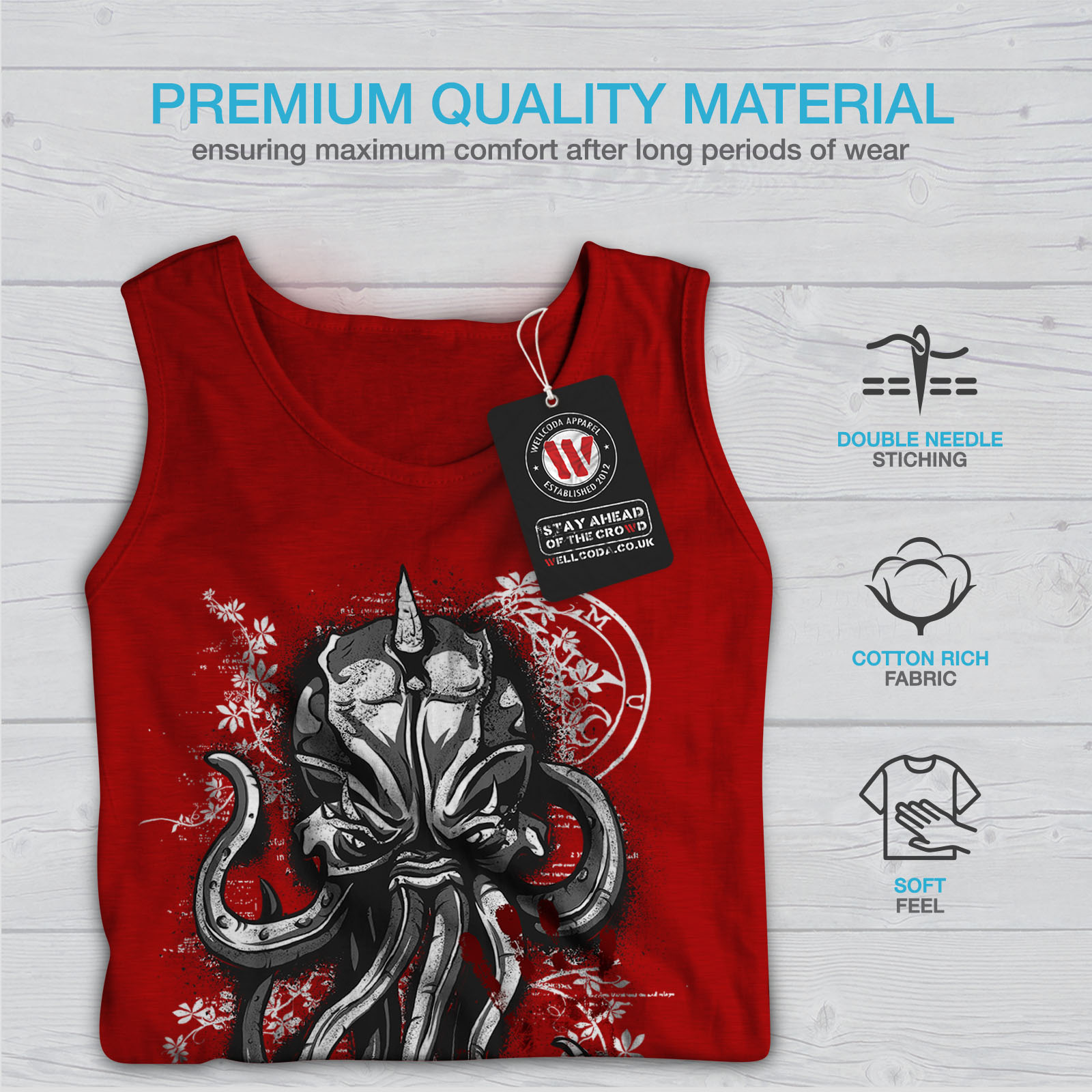 Wellcoda Evil Octopus Mask Mens Tank Top Sea Active Sports Shirt