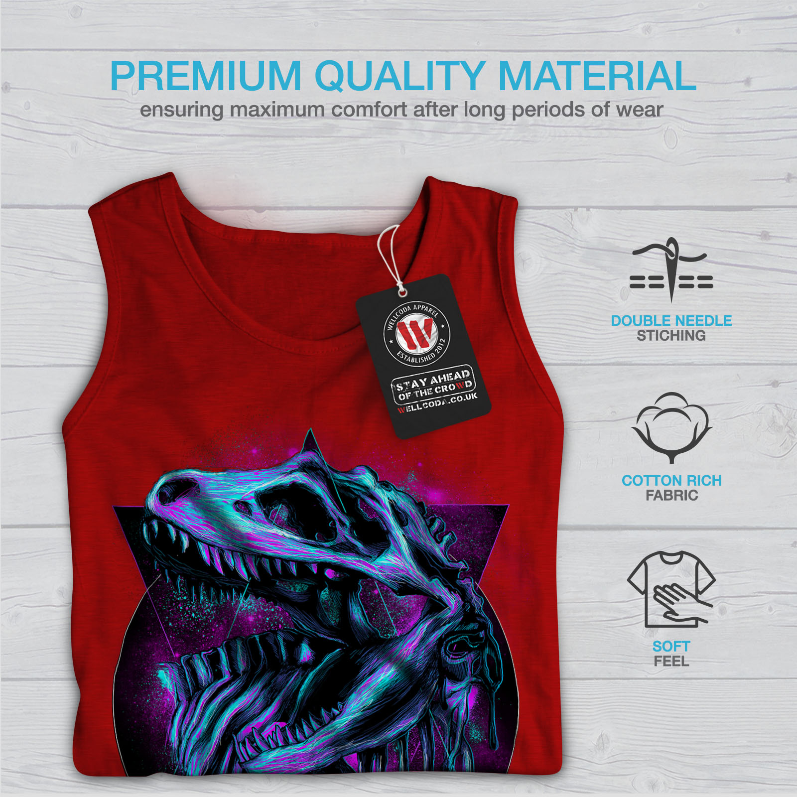 Wellcoda TRex Raptor Dinosaur Mens Tank Top Classic Active Sports Shirt
