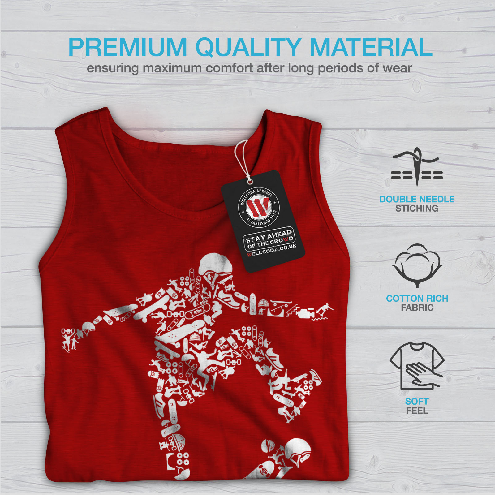 Active Sports Shirt Wellcoda Skateboard Trick Sport Mens Tank Top
