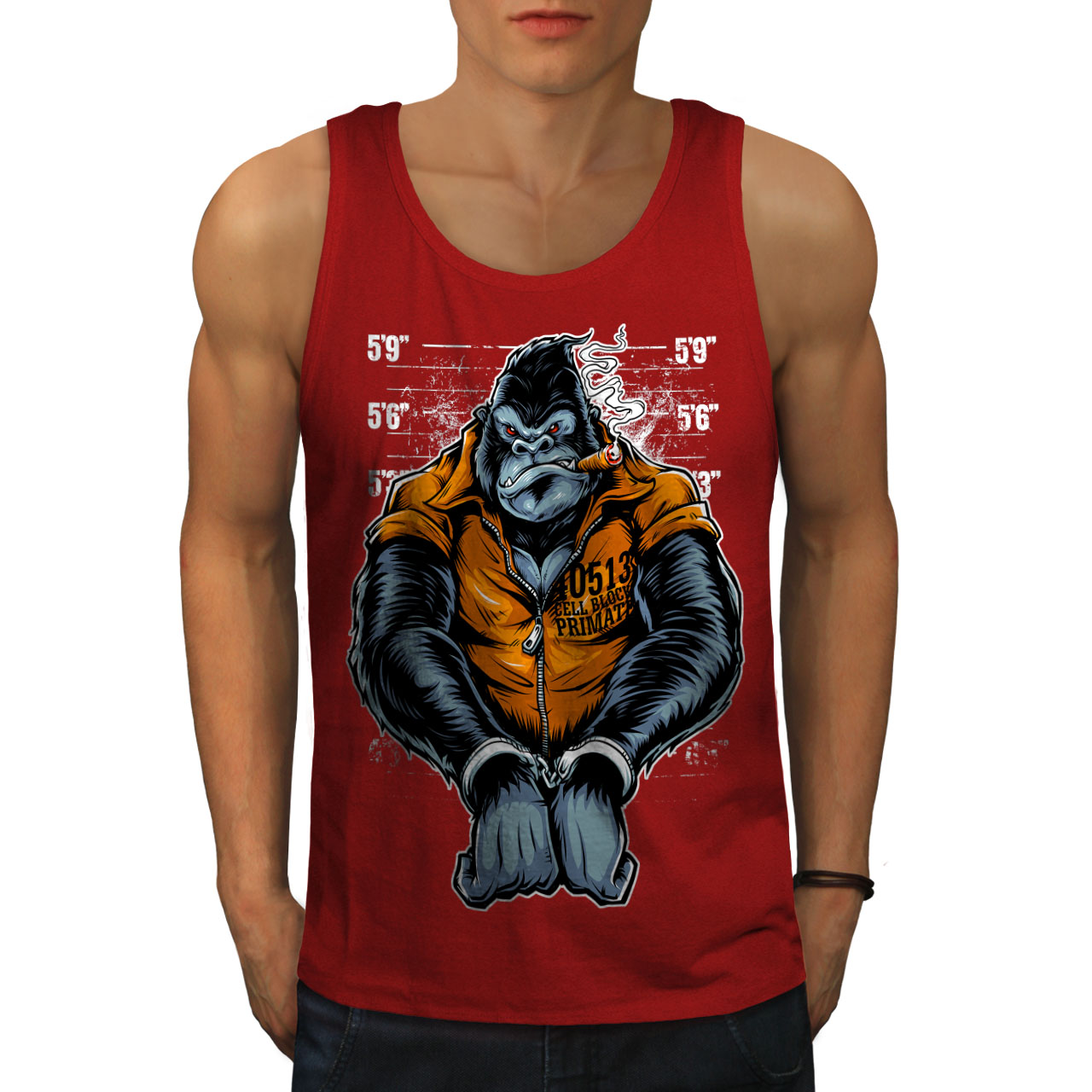 Wild Active Sports Shirt Wellcoda Monkey Ape Prison Mens Tank Top