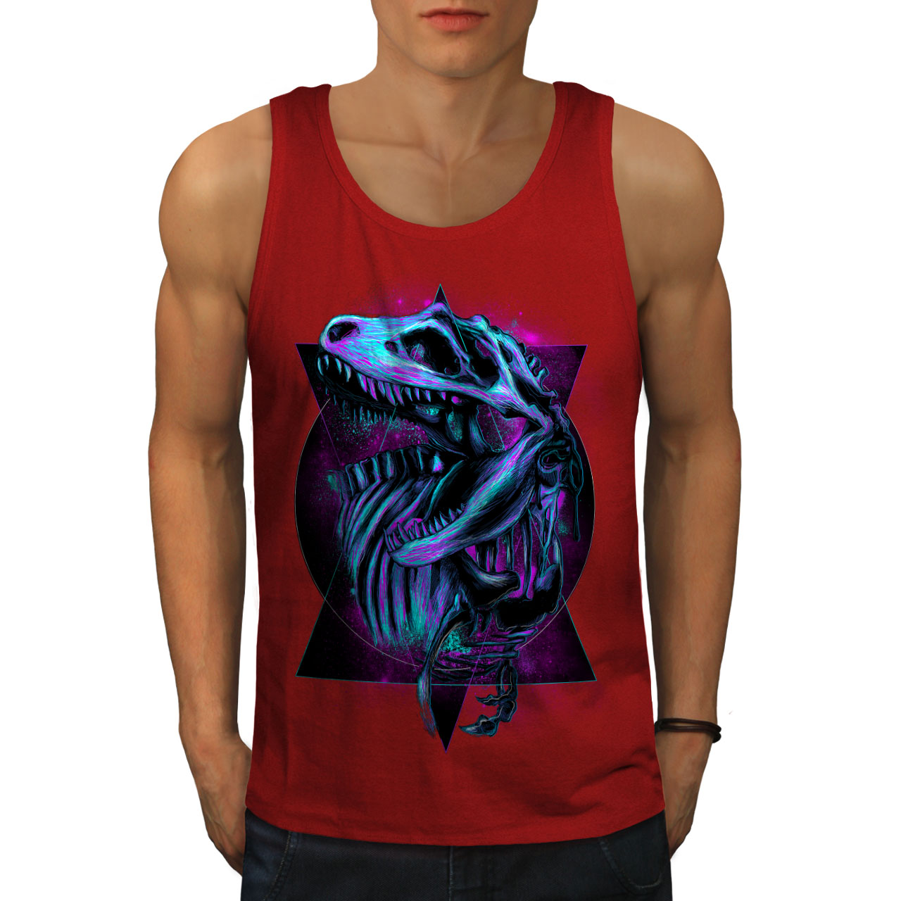 Wellcoda TRex Raptor Dinosaur Mens Tank Top Classic Active Sports Shirt