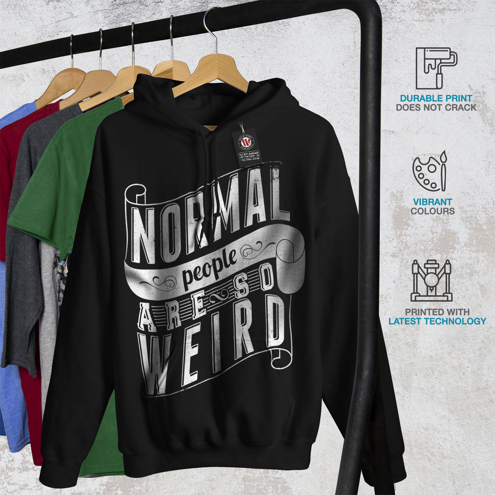 Funny Casual Hooded Sweatshirt Wellcoda Normal Is Weird Slogan Womens Hoodie