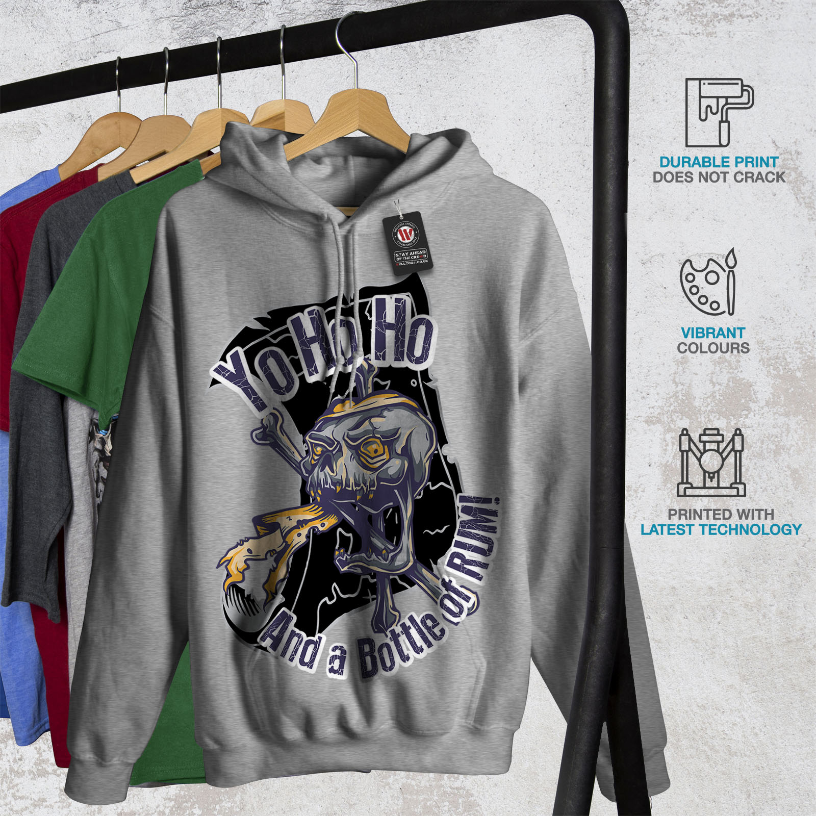 Wellcoda Crazy Mad Pirate Skull Womens Hoodie Dead Casual Hooded Sweatshirt