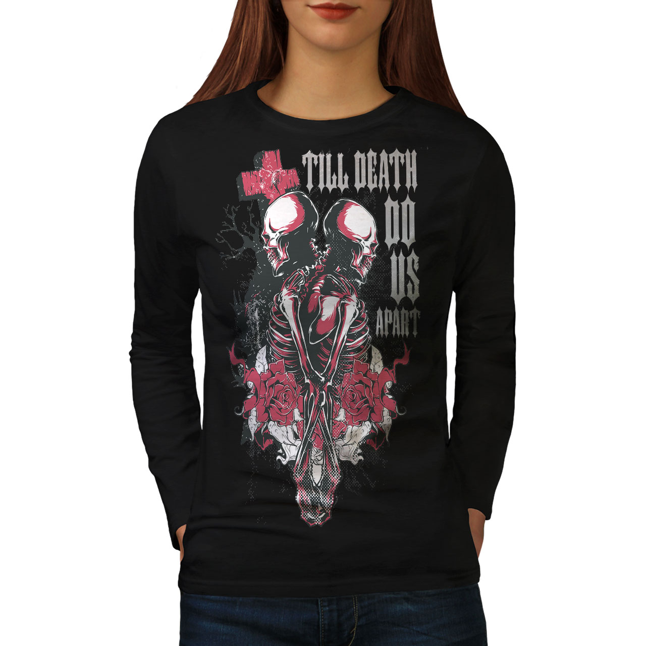 Skull Death Love Horror Women Long Sleeve T-shirt NEWWellcoda