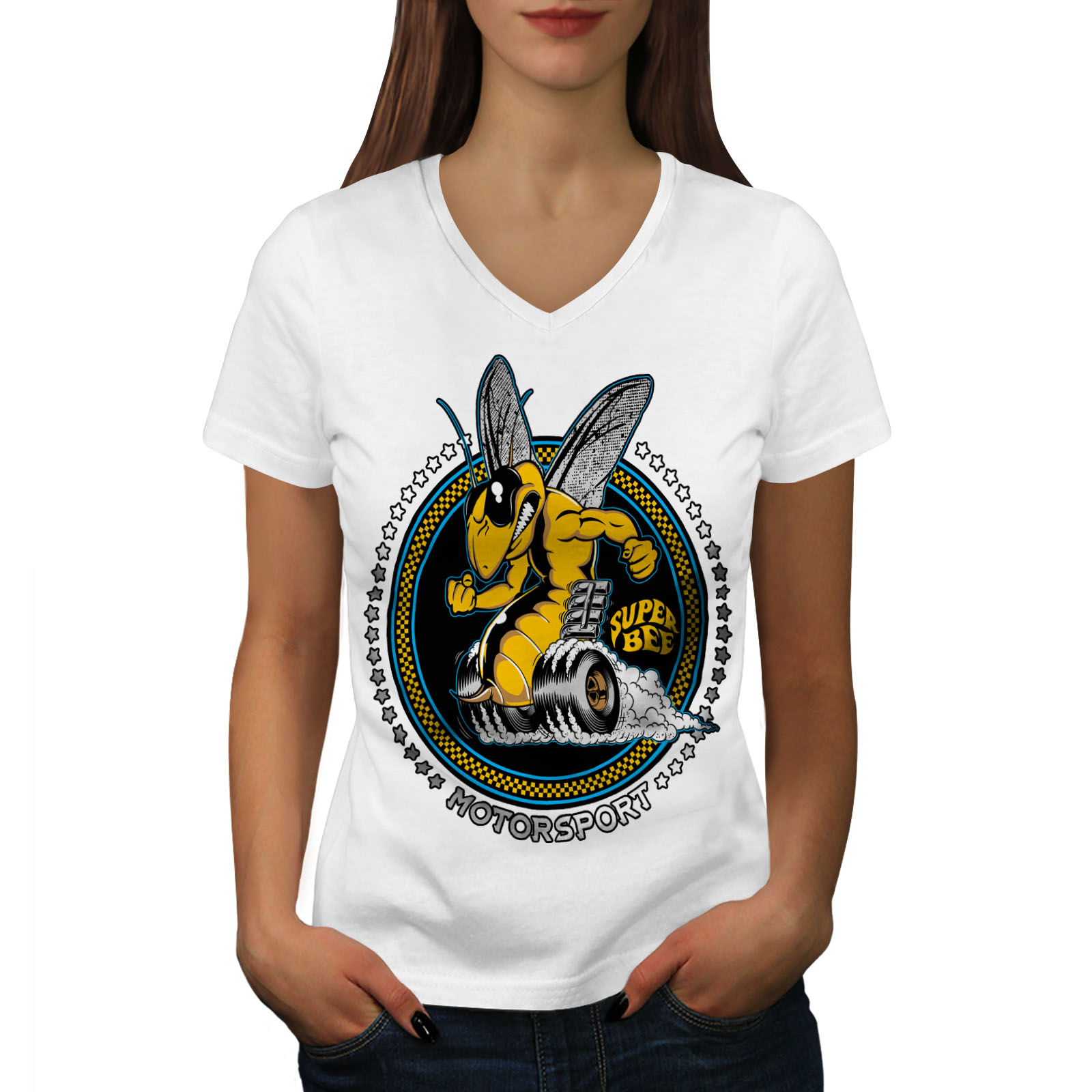 Super Bee Car Sport Women V-Neck T-shirt NEWWellcoda