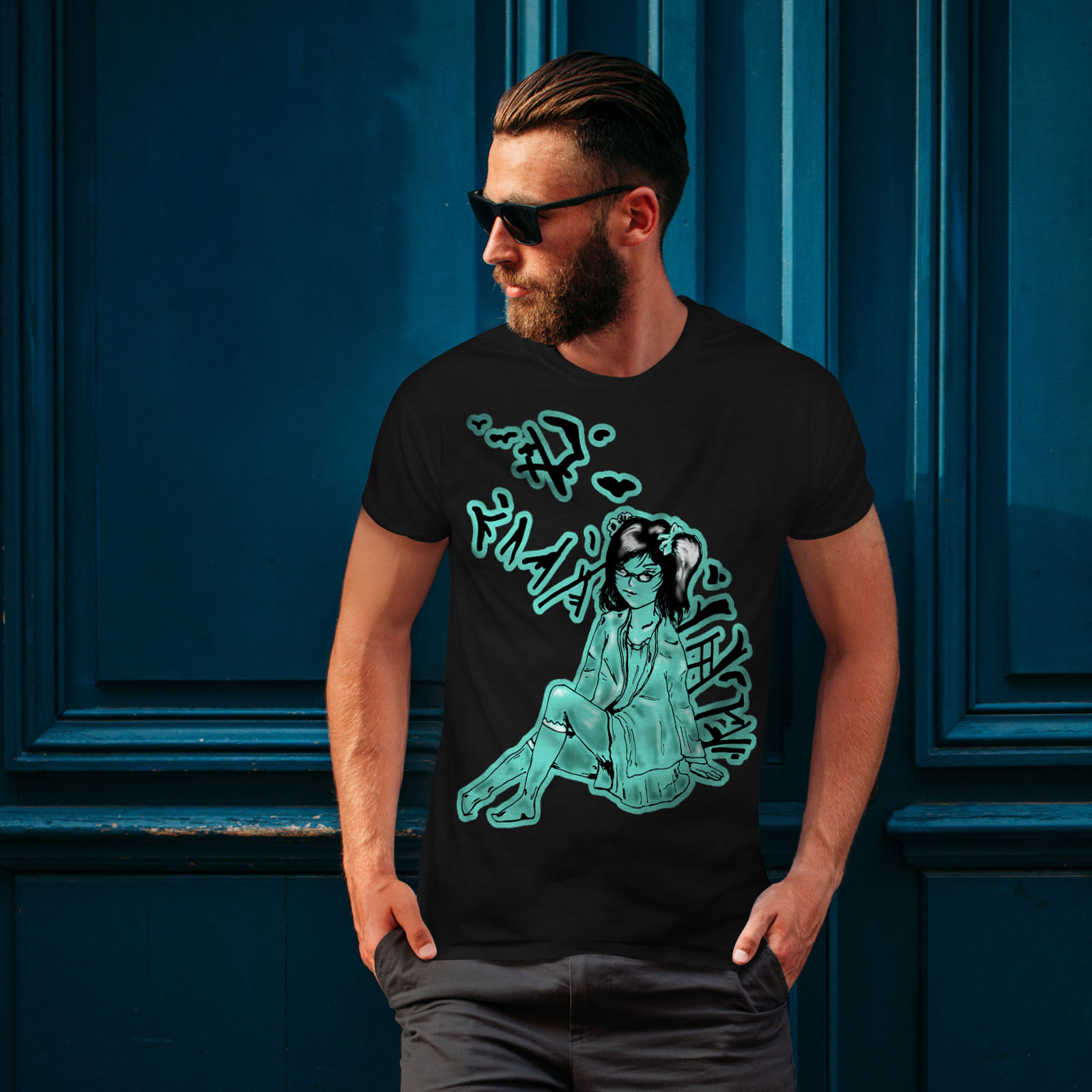 Girl Graphic Design Printed Tee Wellcoda Gothic Asian Lady Mens T-shirt