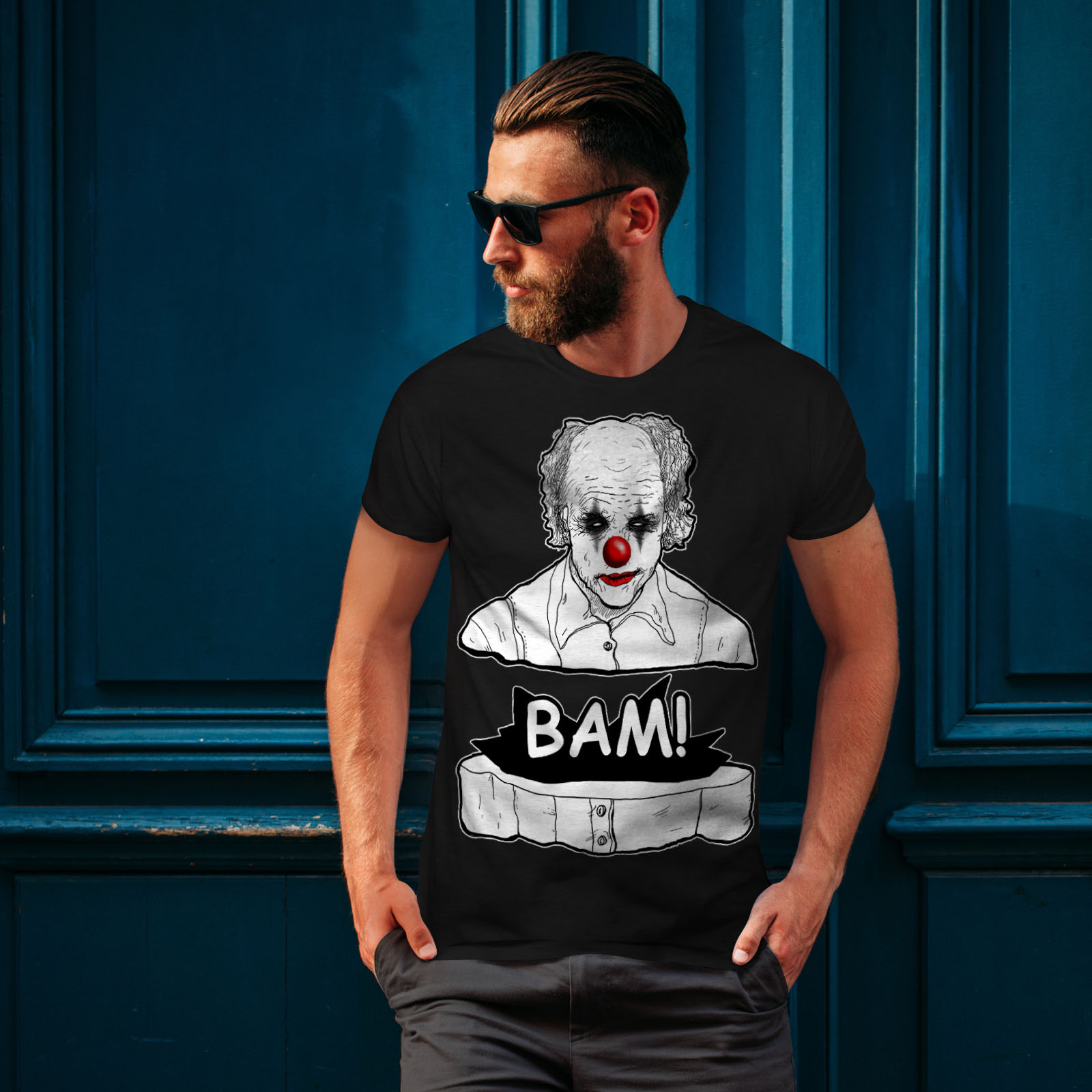 Wellcoda Clown Scary Creep Mens T-shirt Scary Graphic Design Printed Tee
