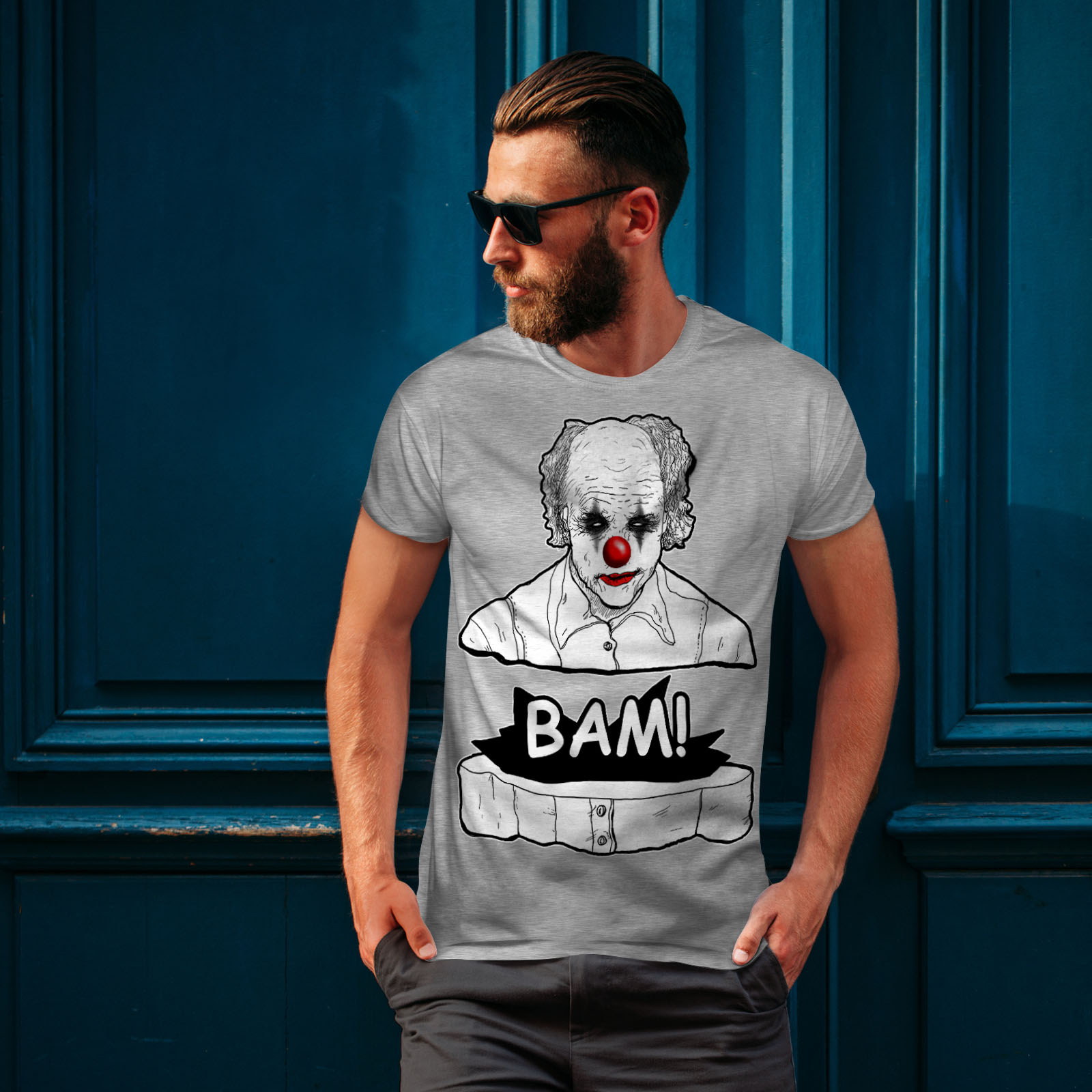 Wellcoda Clown Scary Creep Mens T-shirt Scary Graphic Design Printed Tee