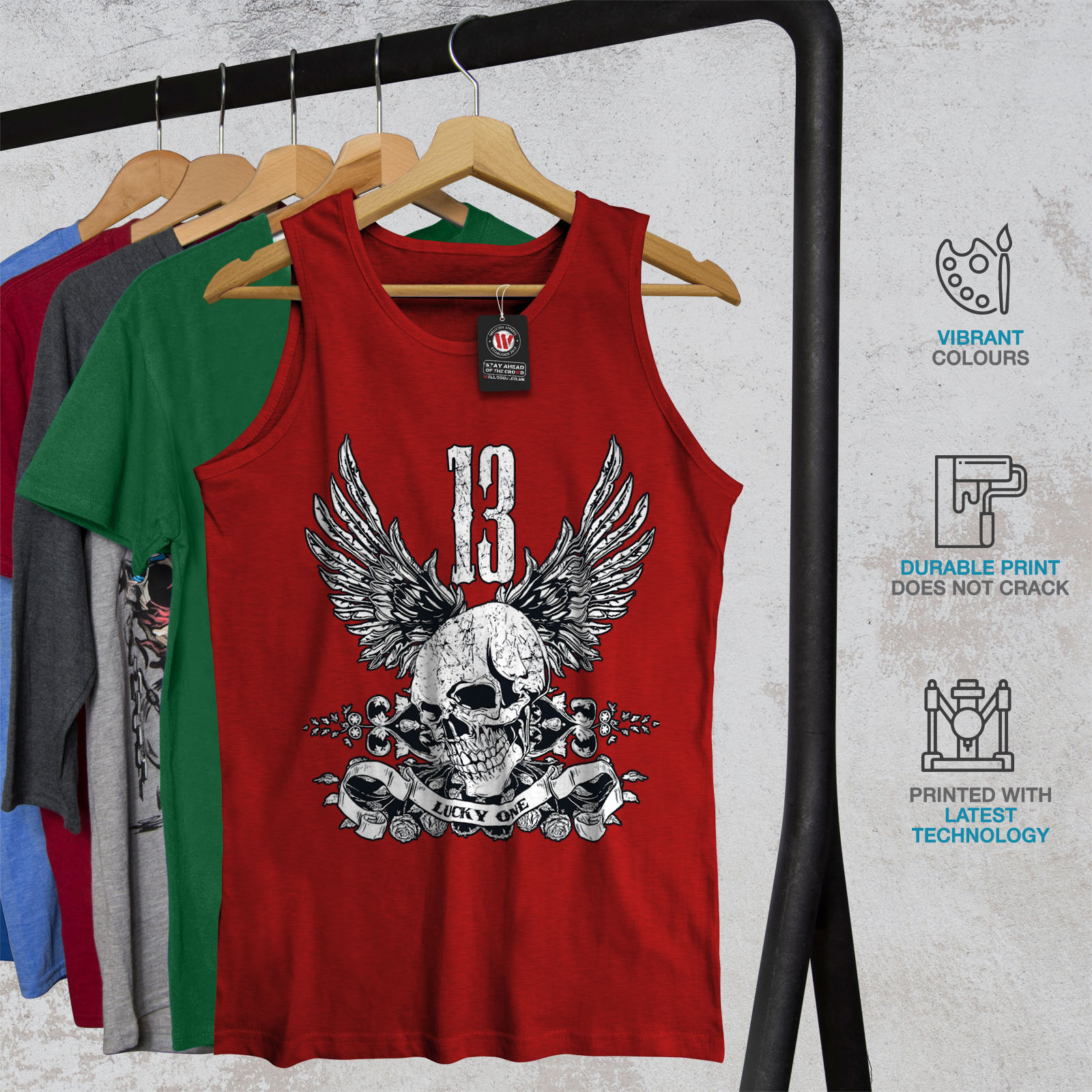 Lucky Active Sports Shirt Wellcoda Unlucky Number 13 Mens Tank Top