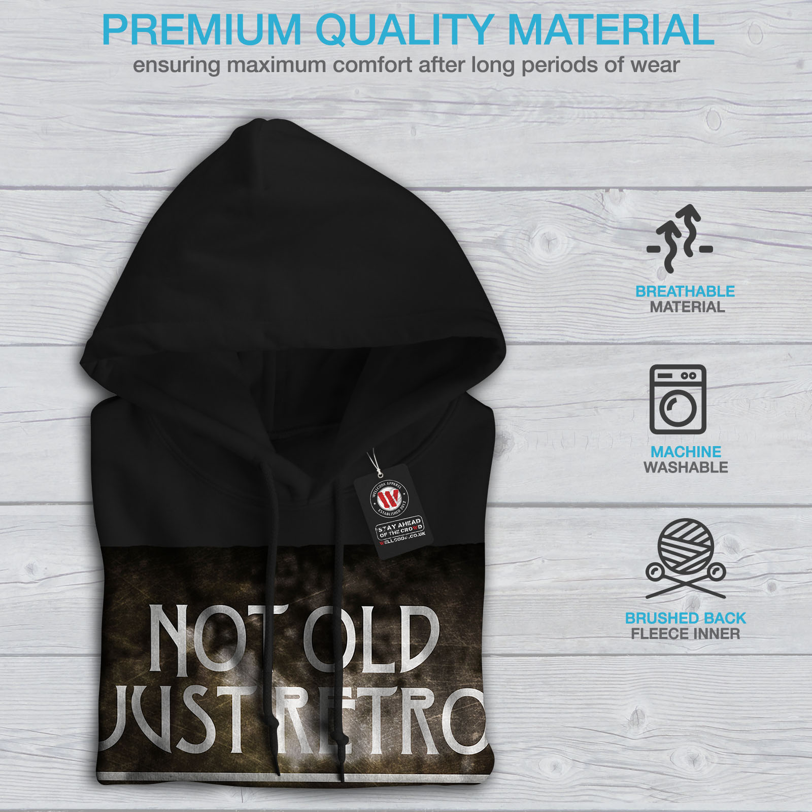 Wellcoda Not Old Retro Car Mens Hoodie Retro Casual Hooded Sweatshirt