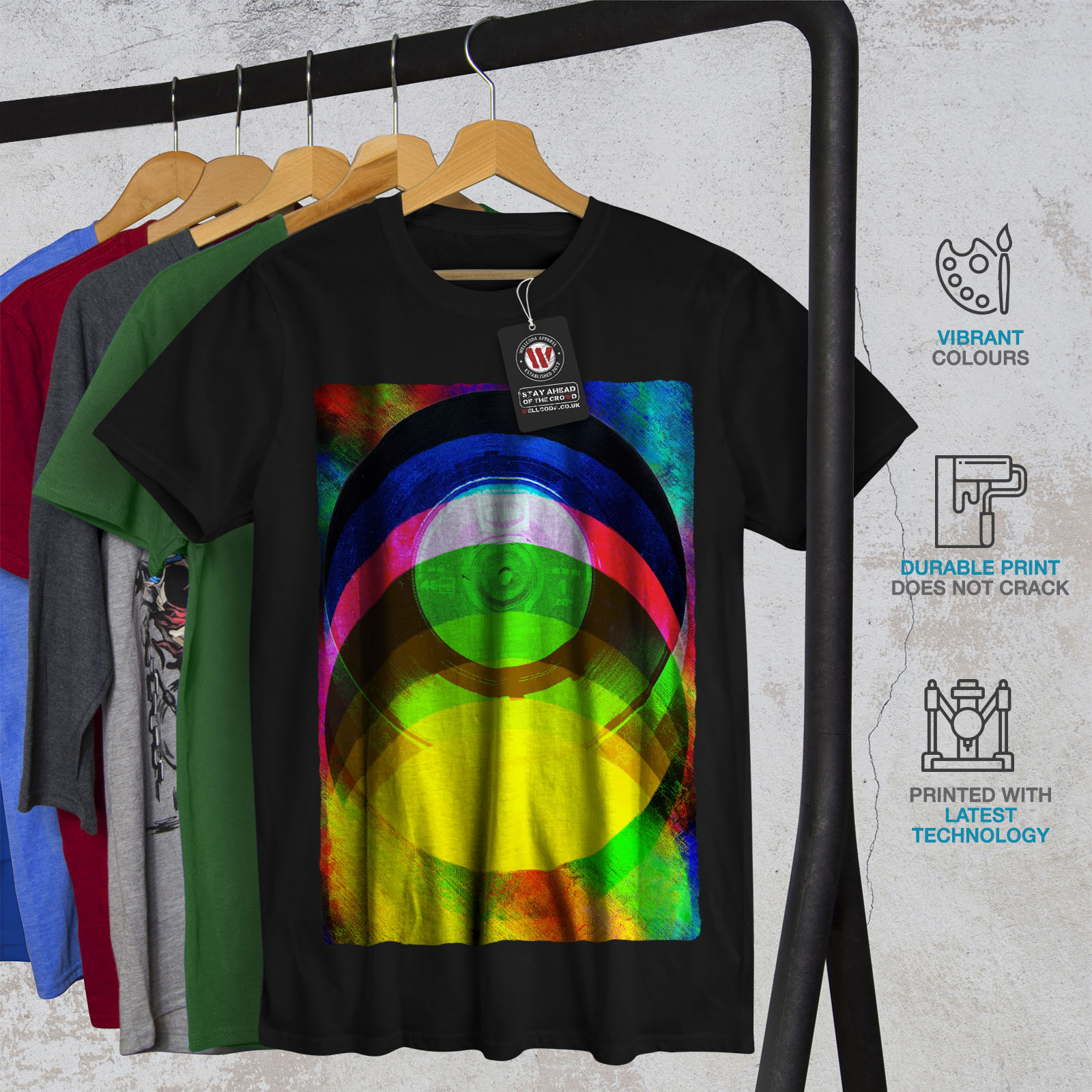 diseño gráfico de música Wellcoda Vinilo Reproductor De Colores Para hombres Camiseta Camiseta Impresa 