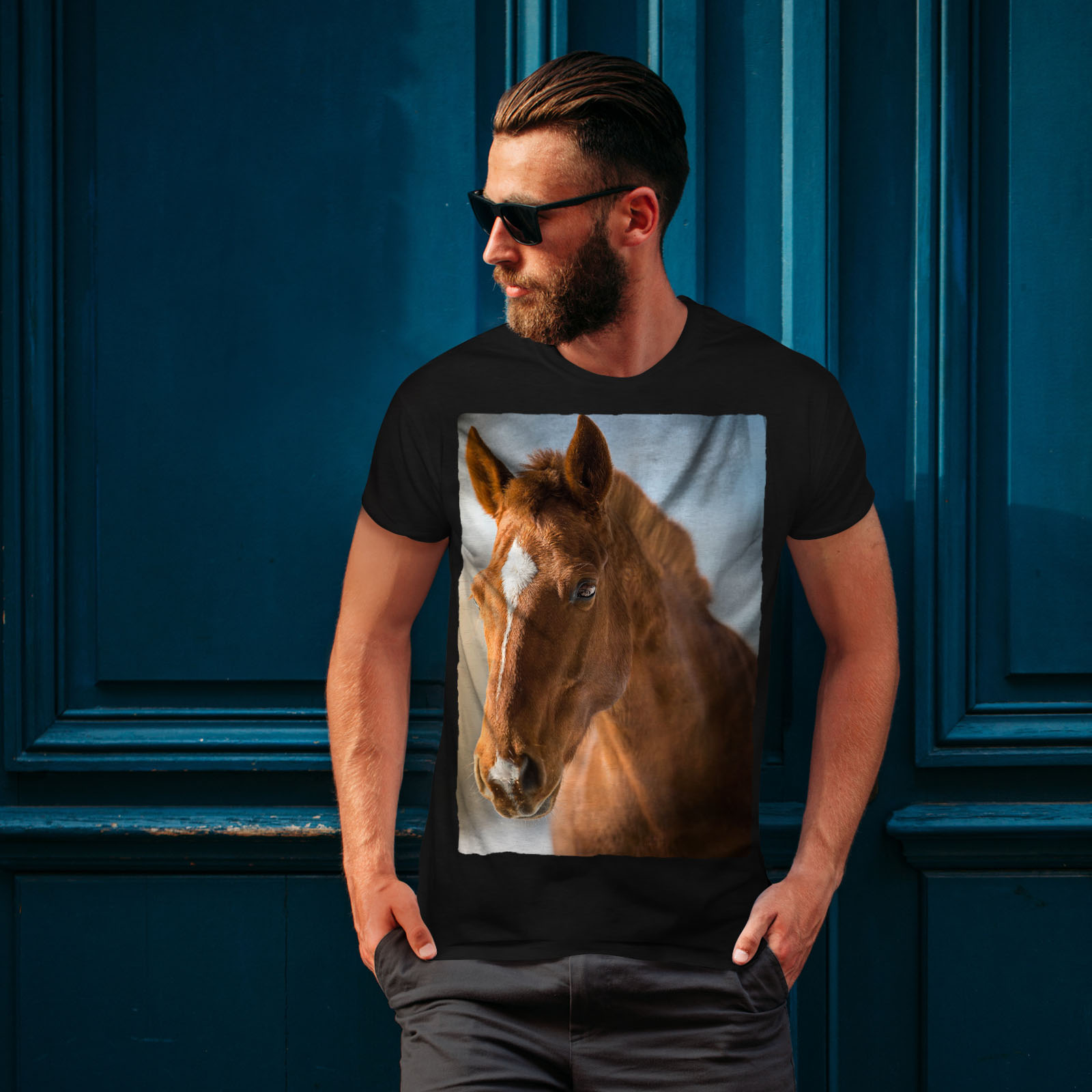 Poney Design graphique imprimé Tee Wellcoda Cheval Mignon Animal Visage T-shirt homme