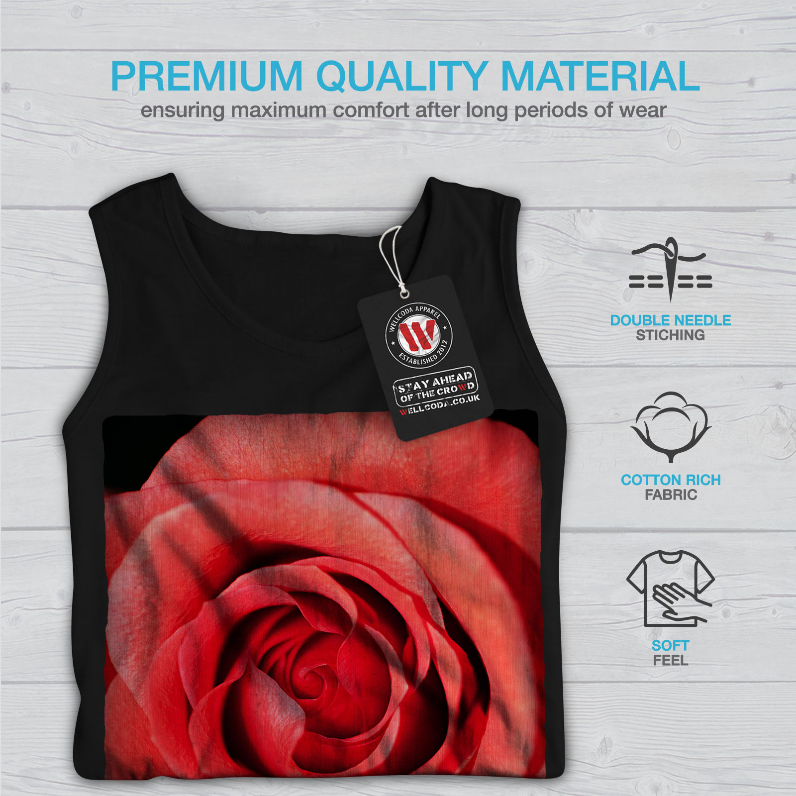 Wellcoda Rose Art Picture Nature Mens Tank Top Nice Active Sports Shirt