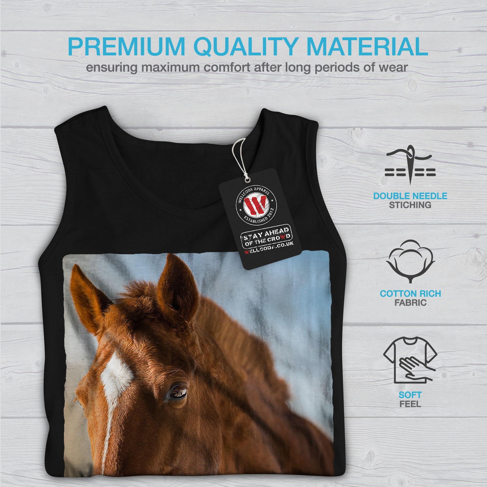 Pony Active Sports Shirt Wellcoda Horse Cute Animal Face Mens Tank Top