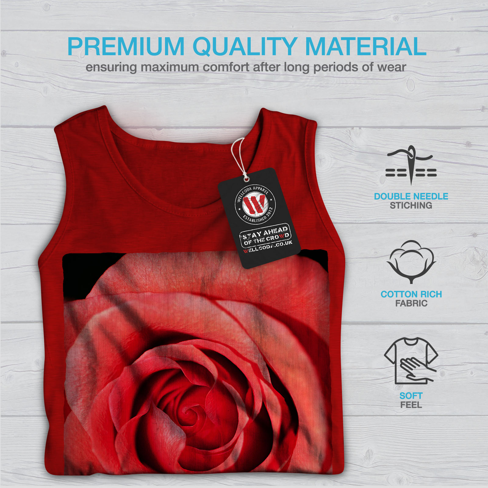 Wellcoda Rose Art Picture Nature Mens Tank Top Nice Active Sports Shirt