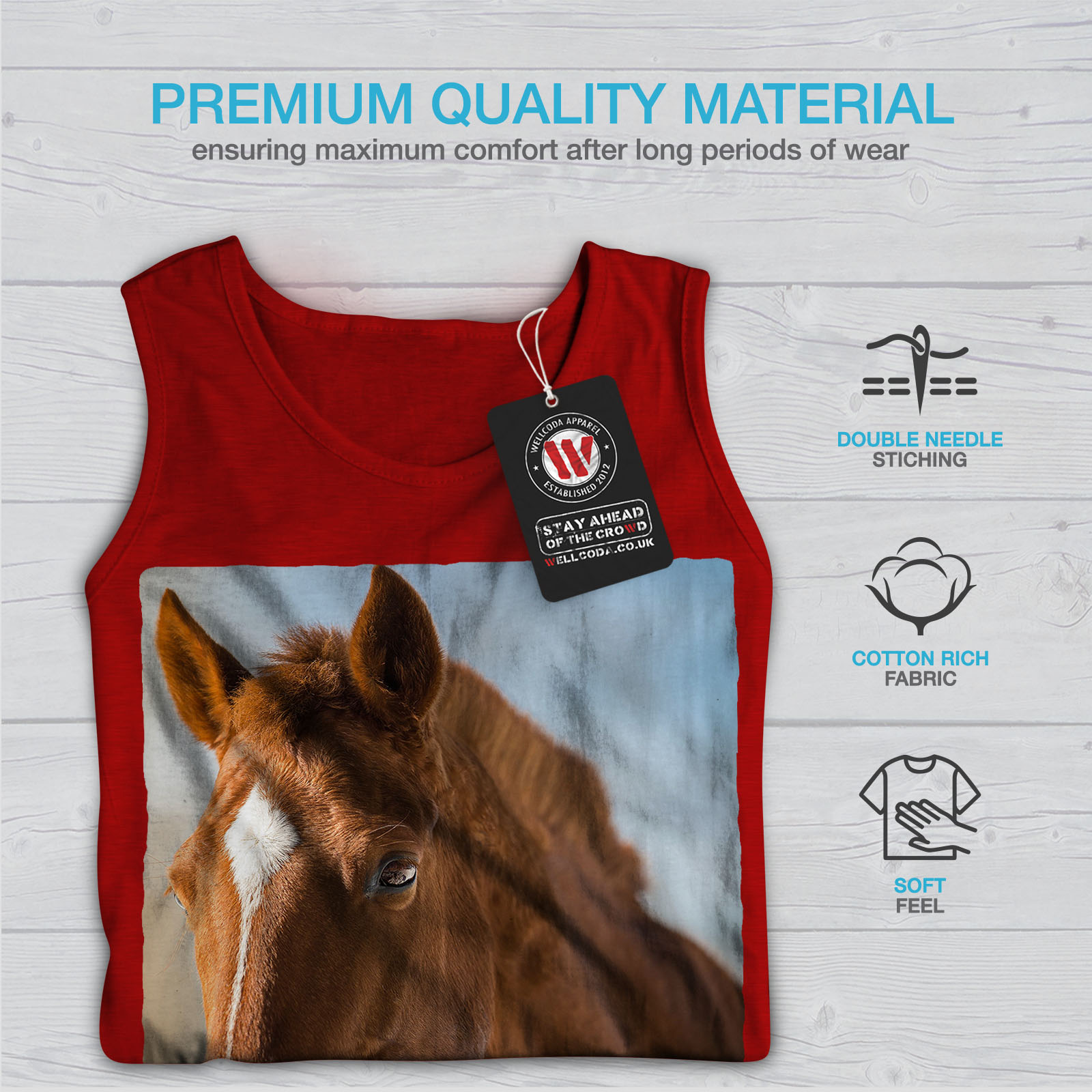 Pony Active Sports Shirt Wellcoda Horse Cute Animal Face Mens Tank Top